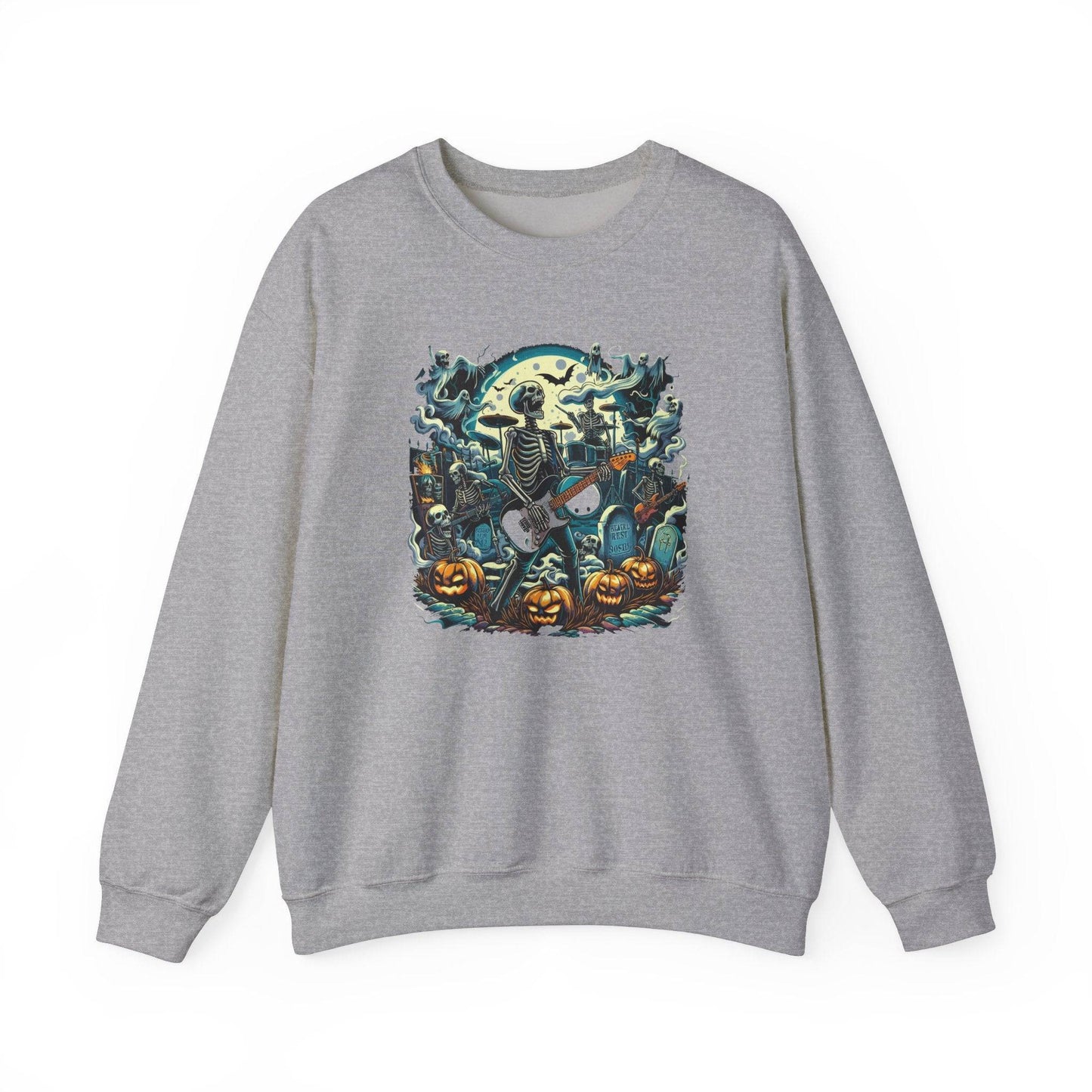 Skeleton Rock Band Halloween Sweatshirt - Spooky Concert Design - Goateez Style
