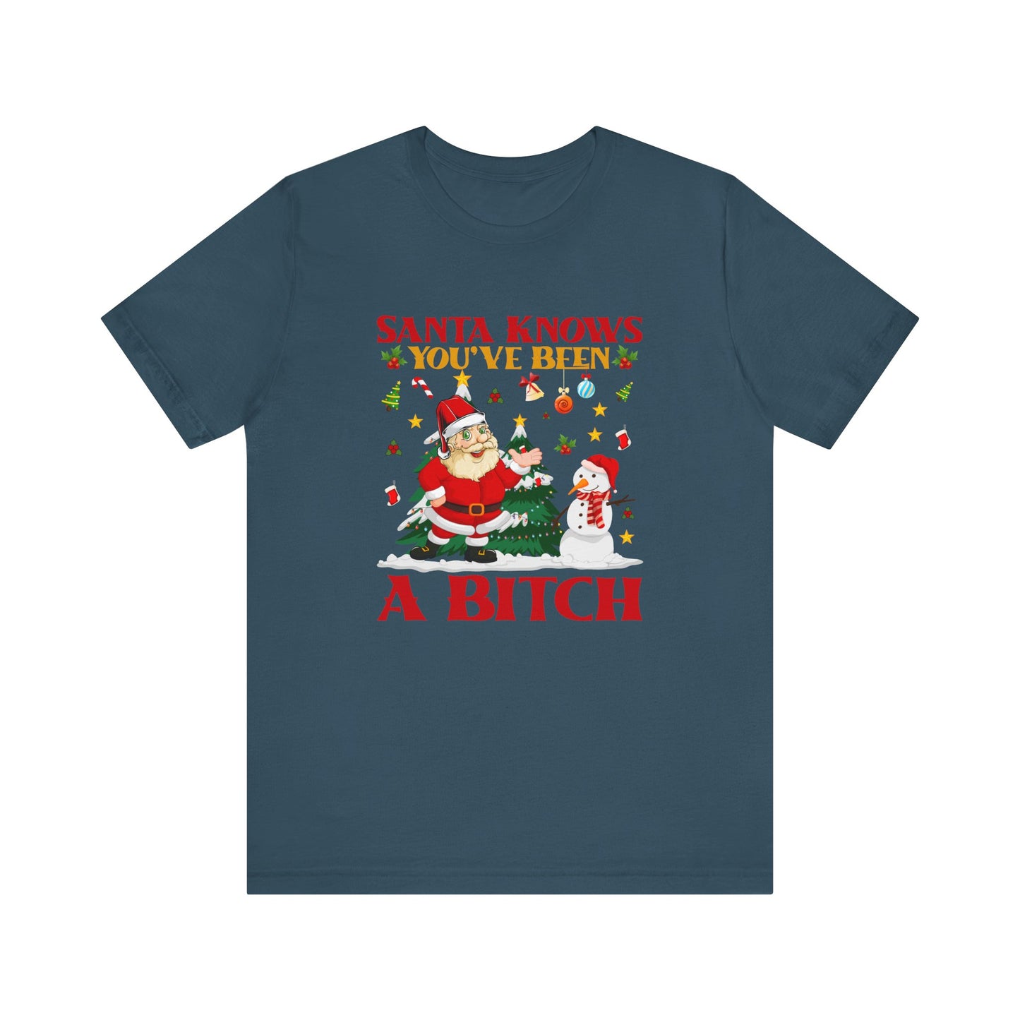 Santa Knows T-Shirt - Funny Christmas Humor Tee - Goateez Style