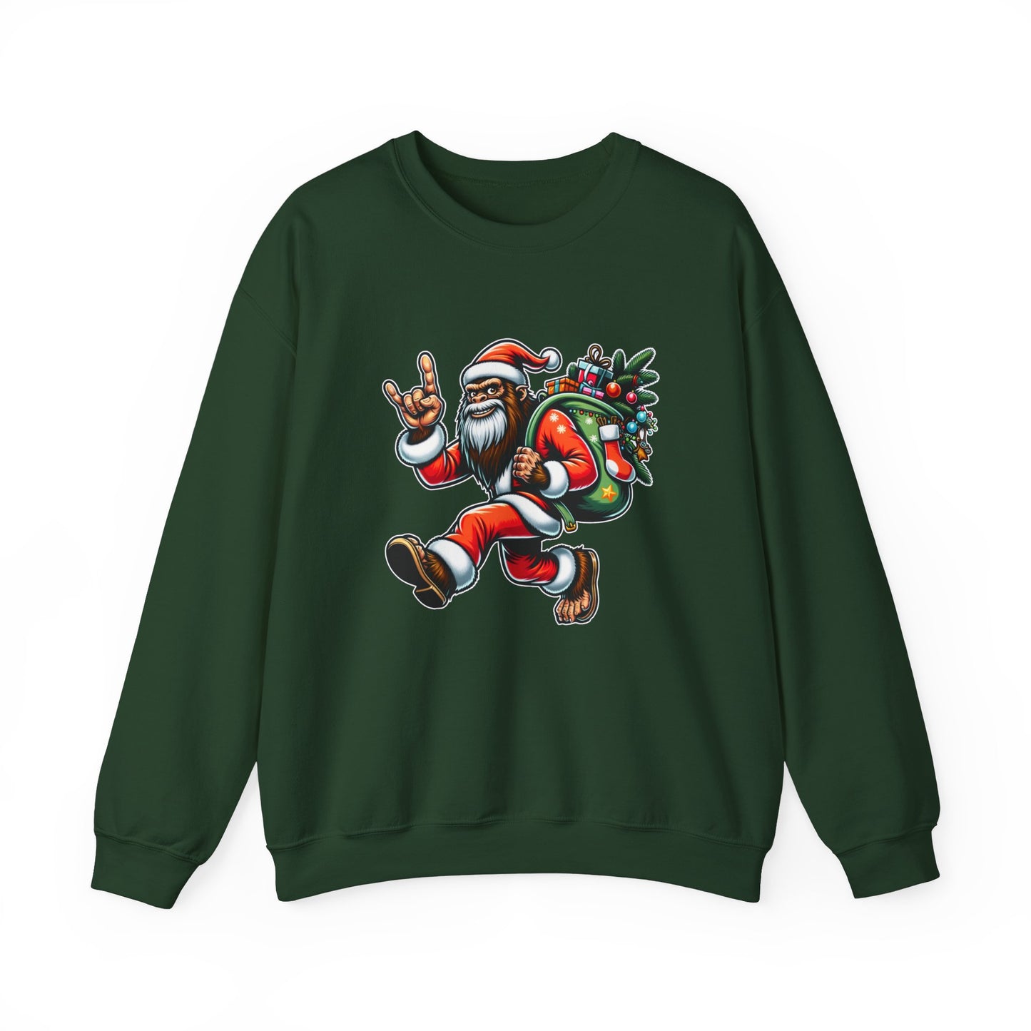 Rockin' Bigfoot Santa Sweatshirt - Funny Christmas Holiday Design - Goateez Style