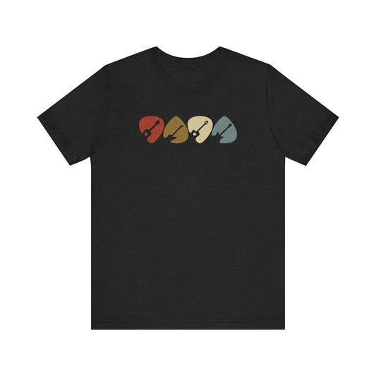 Retro Vintage Guitar Picks T-Shirt - Musician's Graphic Tee for Guitar Lovers