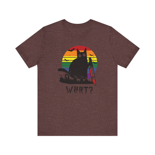 What? Cat Halloween T-Shirt - Retro Design - Goateez Style