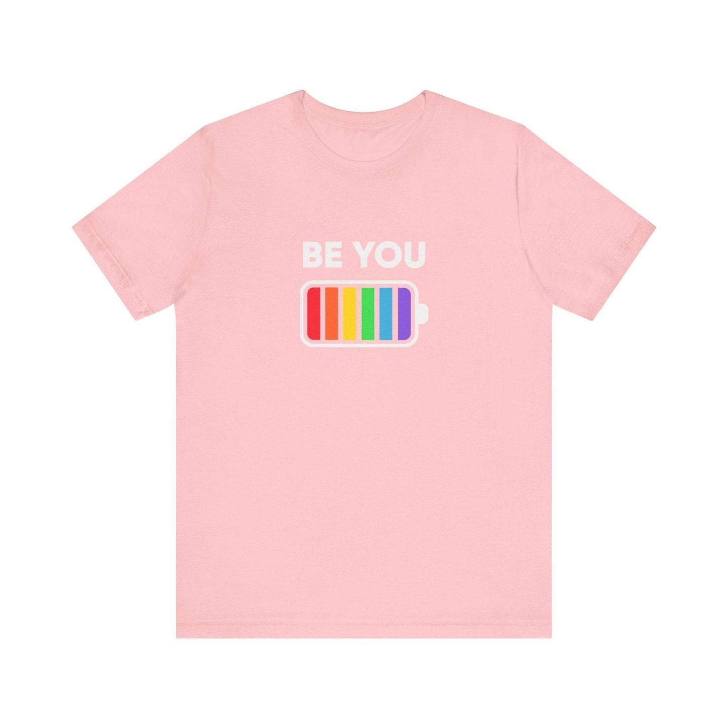 Be You LGBTQ+ Rainbow Pride T-Shirt - Colorful Battery Design - Goateez Style