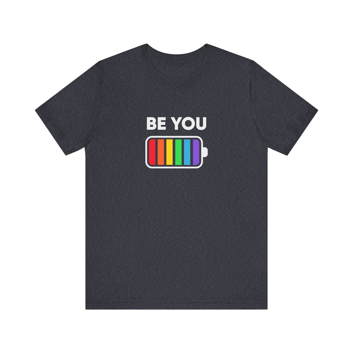 Be You LGBTQ+ Rainbow Pride T-Shirt - Colorful Battery Design - Goateez Style