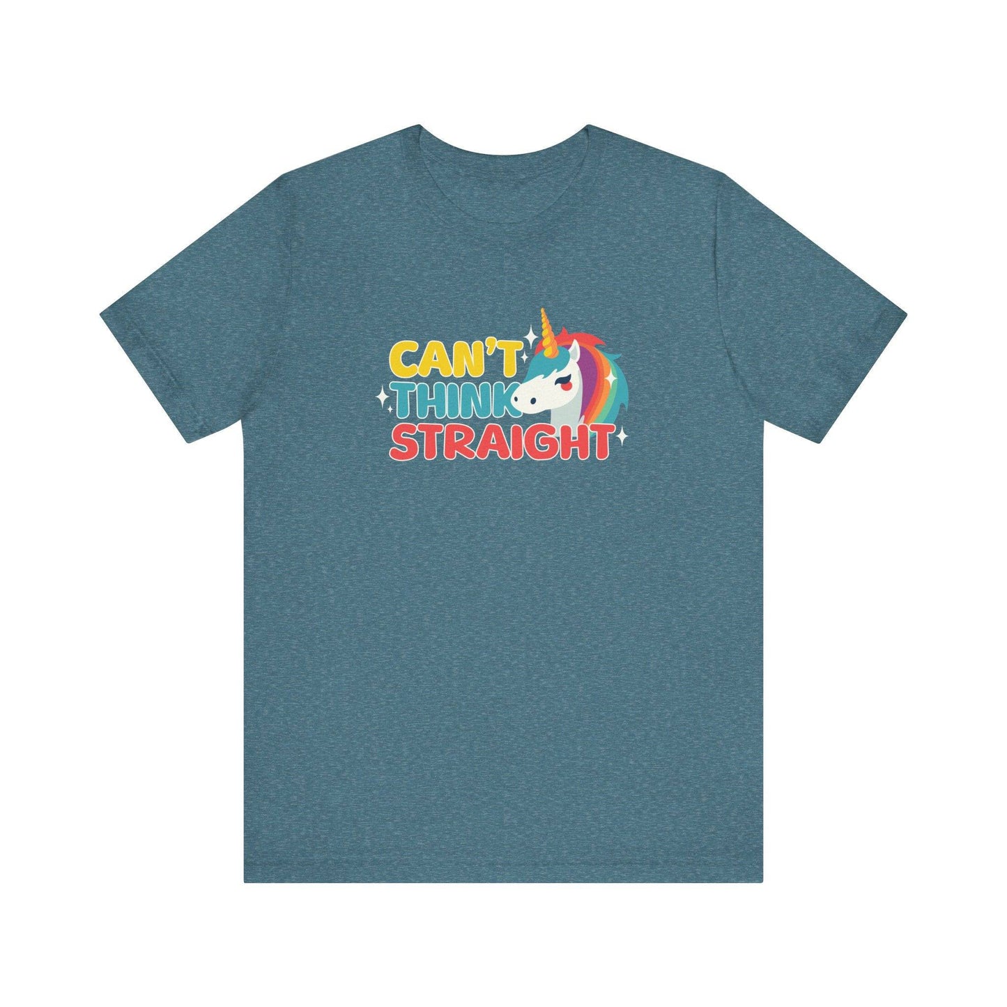 Can't Think Straight Unicorn LGBTQ Pride T-Shirt - Funny Rainbow Tee - Goateez Style