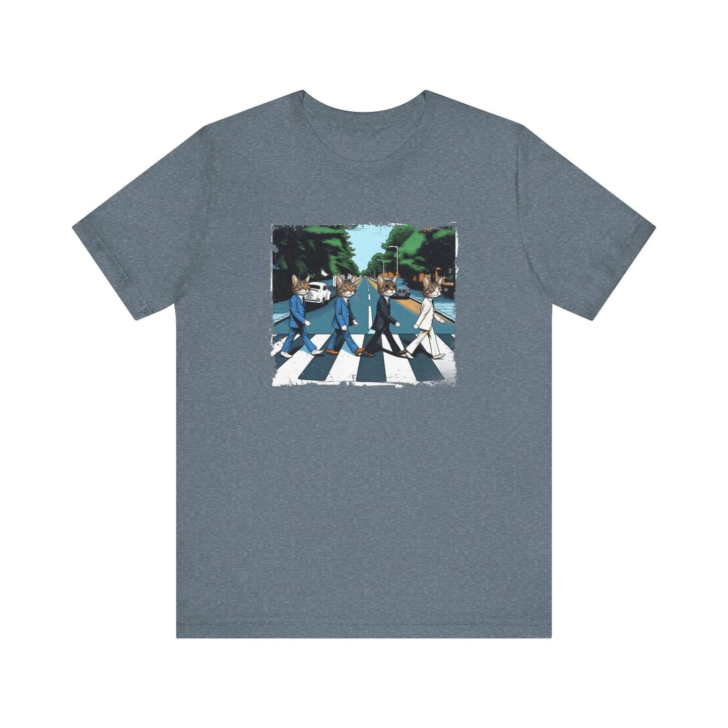 Cats Crossing Abbey Road Funny Retro Graphic Tee - Goateez Style