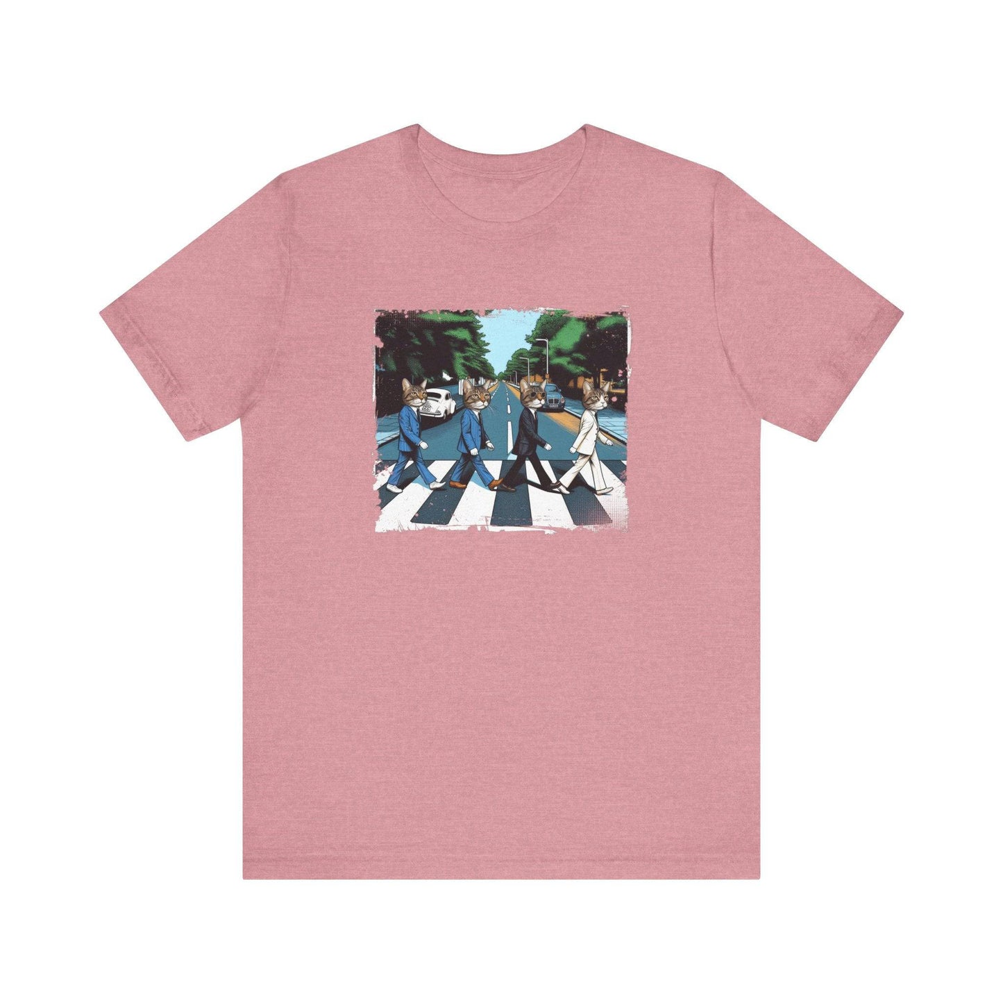 Cats Crossing Abbey Road Funny Retro Graphic Tee - Goateez Style