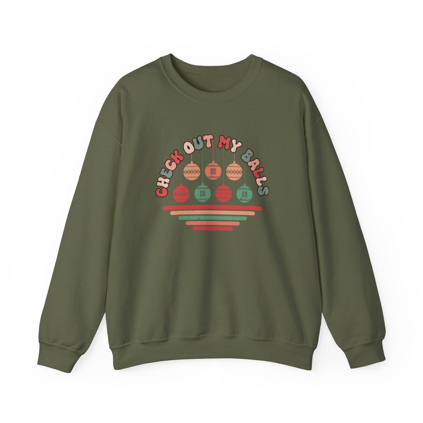 Check Out My Balls Christmas Sweatshirt - Funny Holiday Humor - Goateez Style