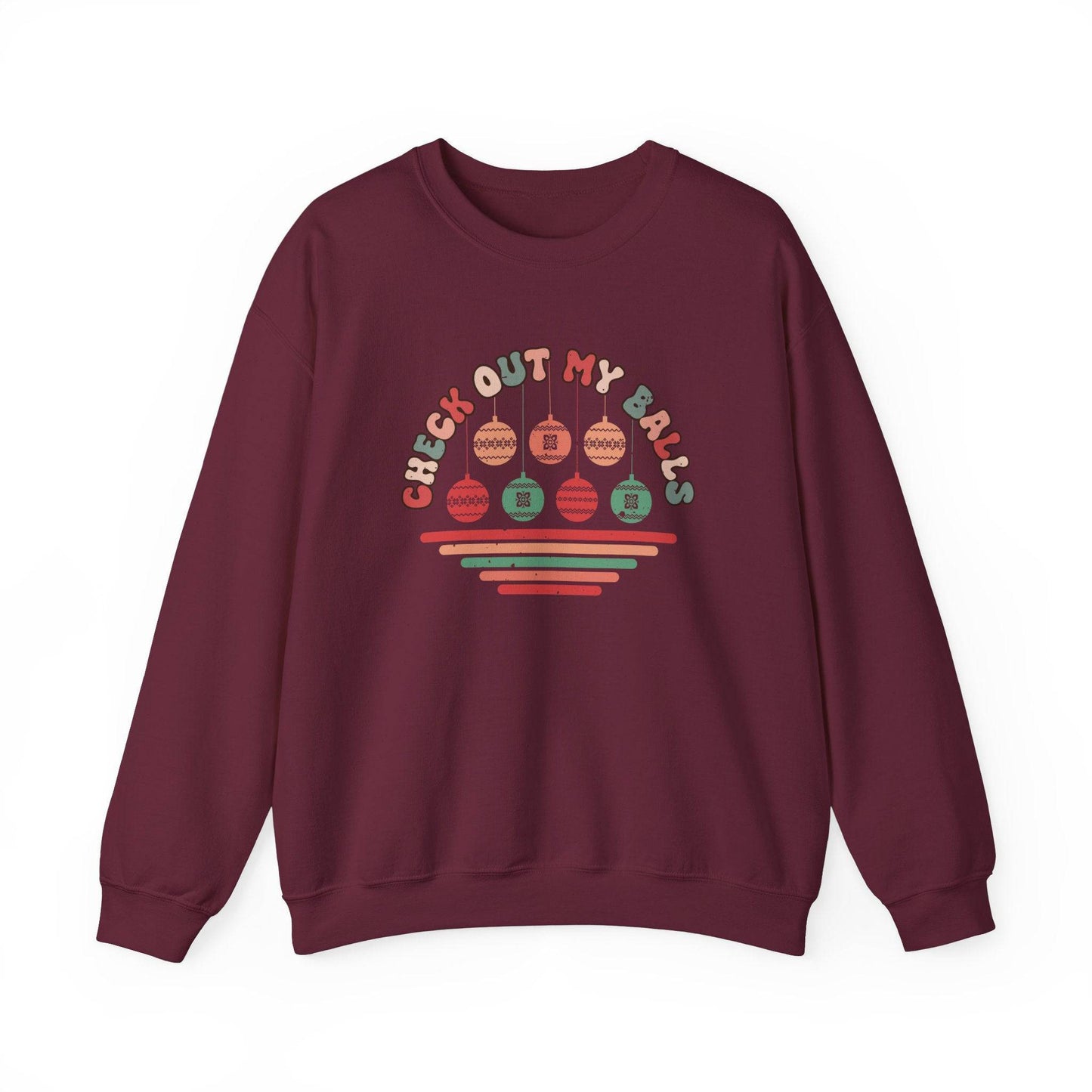 Check Out My Balls Christmas Sweatshirt - Funny Holiday Humor - Goateez Style