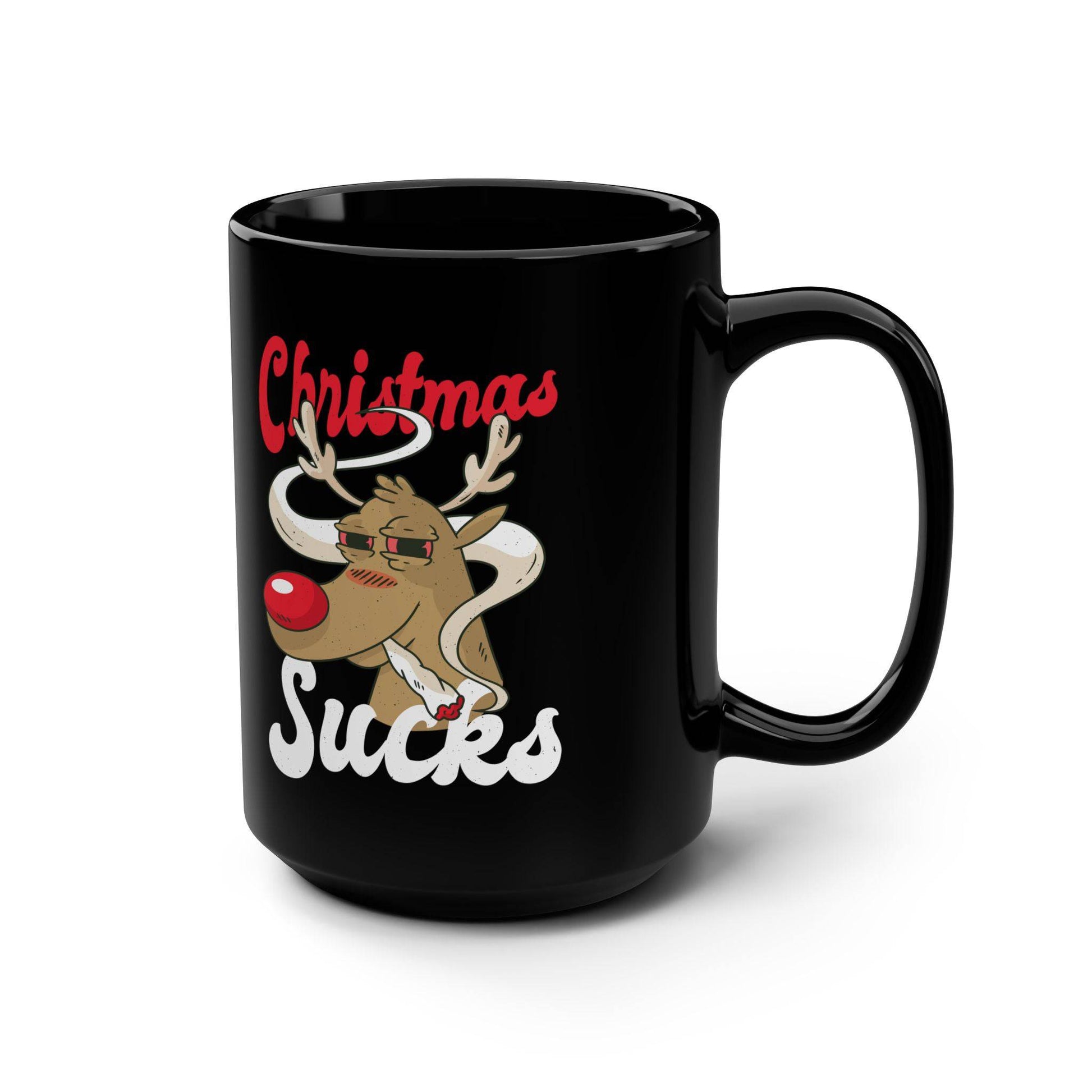 Christmas Sucks Reindeer Mug - Funny 15oz Ceramic Holiday Coffee Cup - Goateez Style