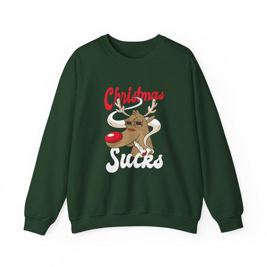 Christmas Sucks Reindeer Sweatshirt - Funny Anti - Holiday Design - Goateez Style