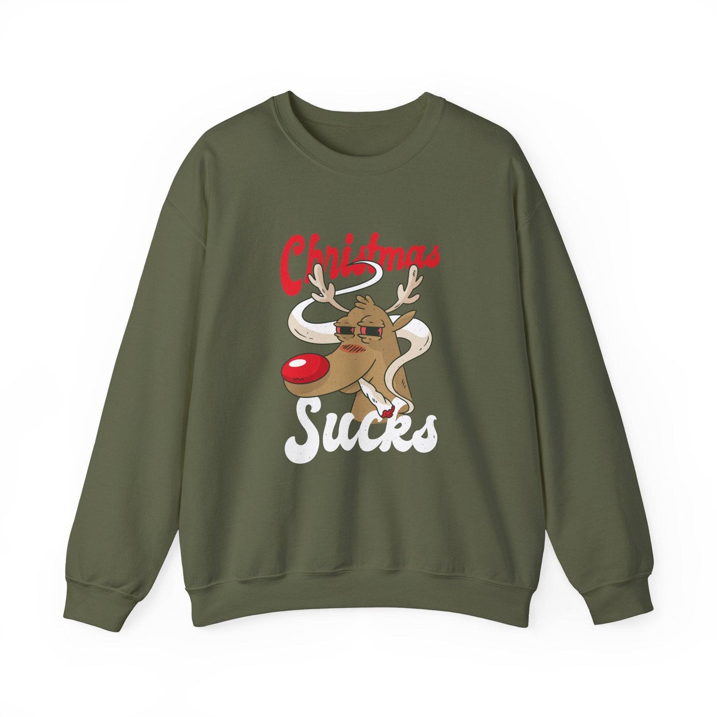 Christmas Sucks Reindeer Sweatshirt - Funny Anti - Holiday Design - Goateez Style