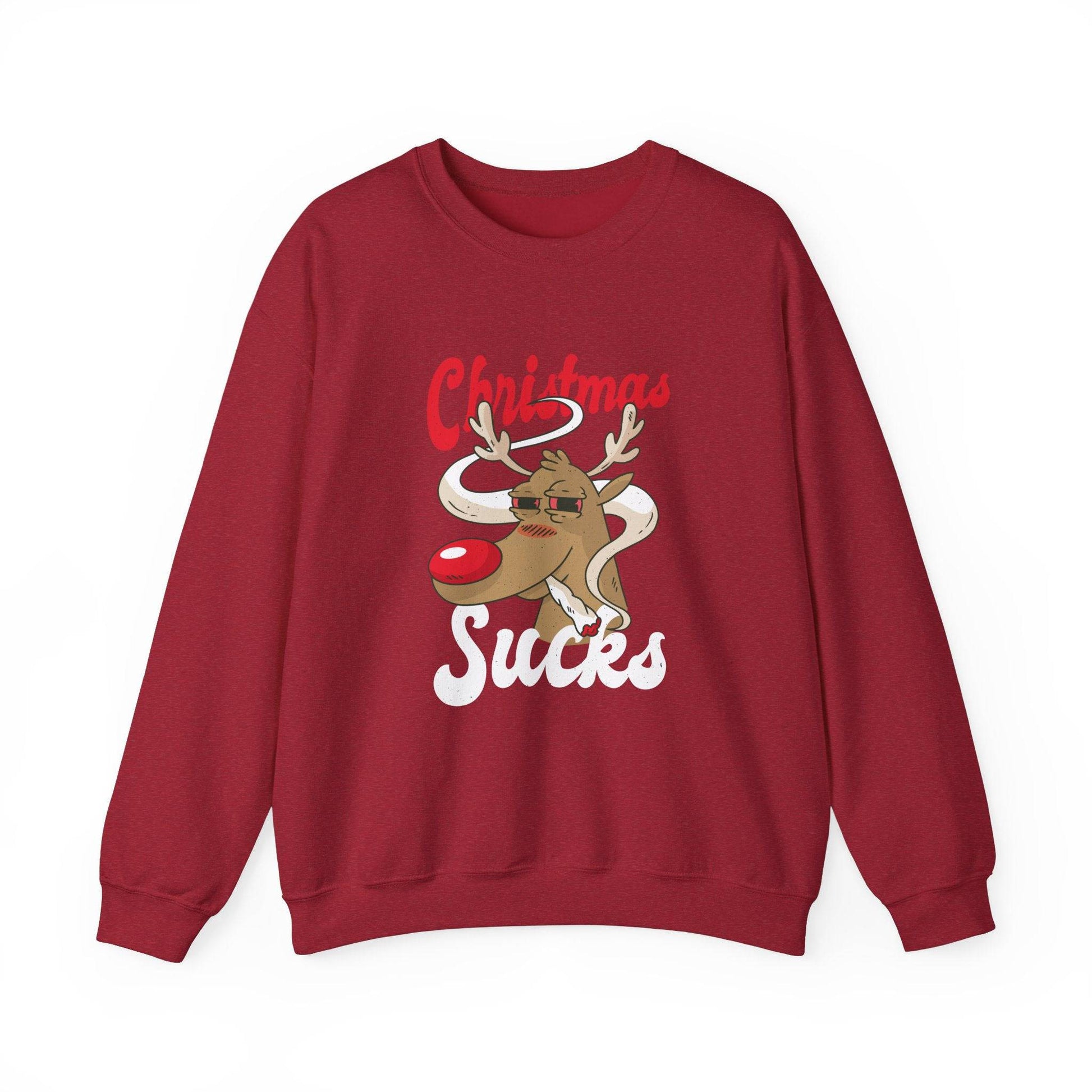 Christmas Sucks Reindeer Sweatshirt - Funny Anti - Holiday Design - Goateez Style