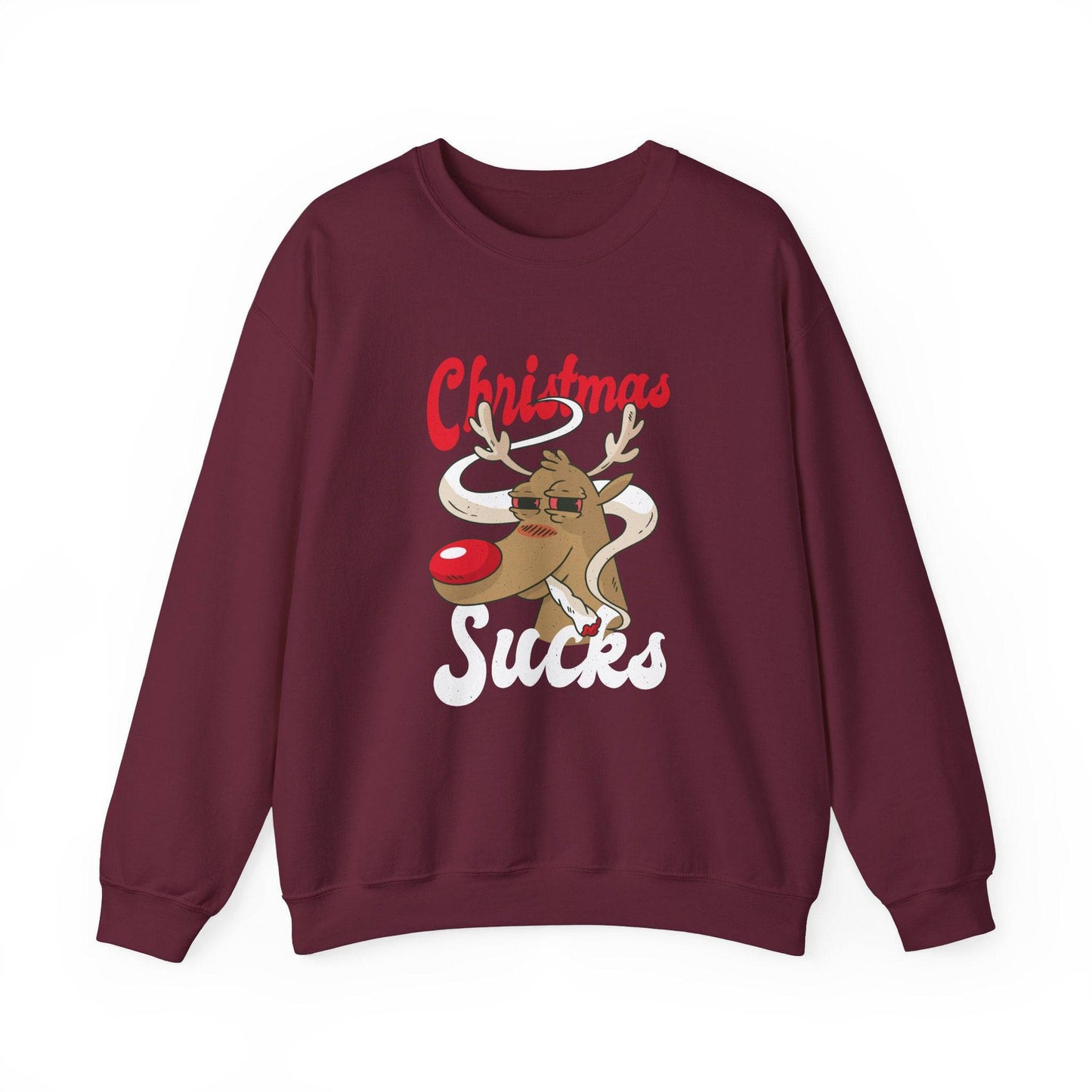 Christmas Sucks Reindeer Sweatshirt - Funny Anti - Holiday Design - Goateez Style