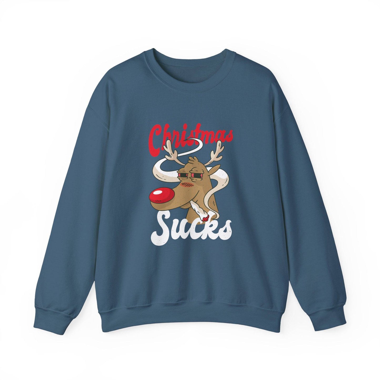 Christmas Sucks Reindeer Sweatshirt - Funny Anti - Holiday Design - Goateez Style