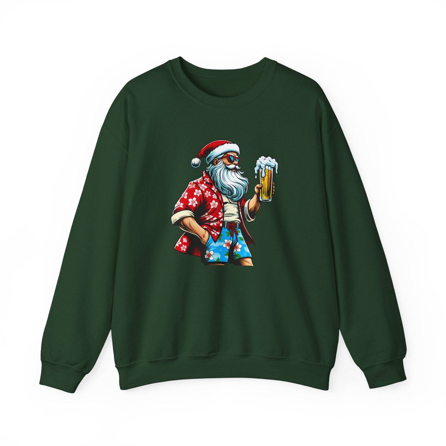 Cool Beer Drinking Santa Funny Christmas Sweatshirt - Goateez Style