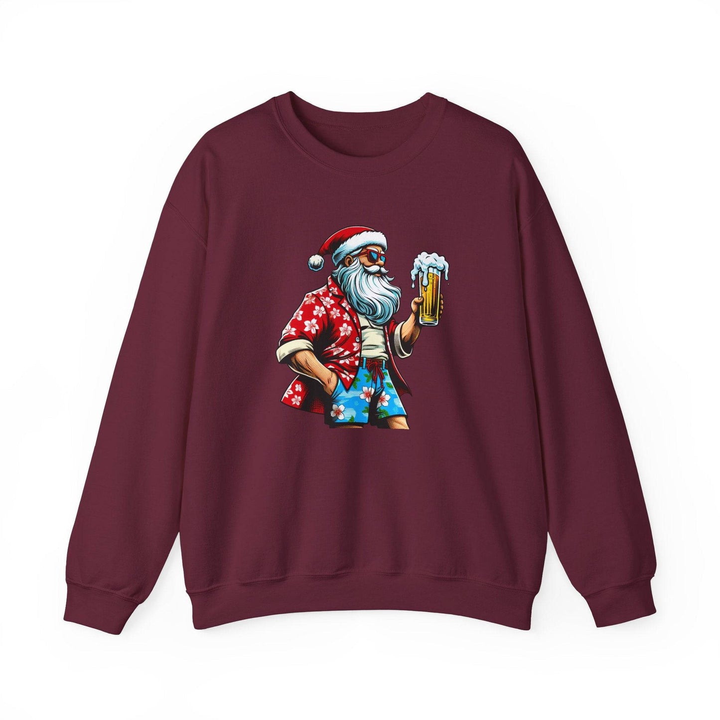 Cool Beer Drinking Santa Funny Christmas Sweatshirt - Goateez Style