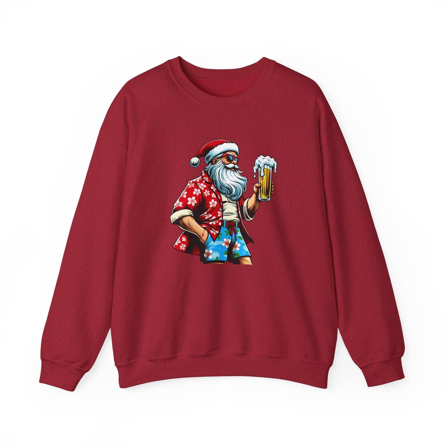Cool Beer Drinking Santa Funny Christmas Sweatshirt - Goateez Style