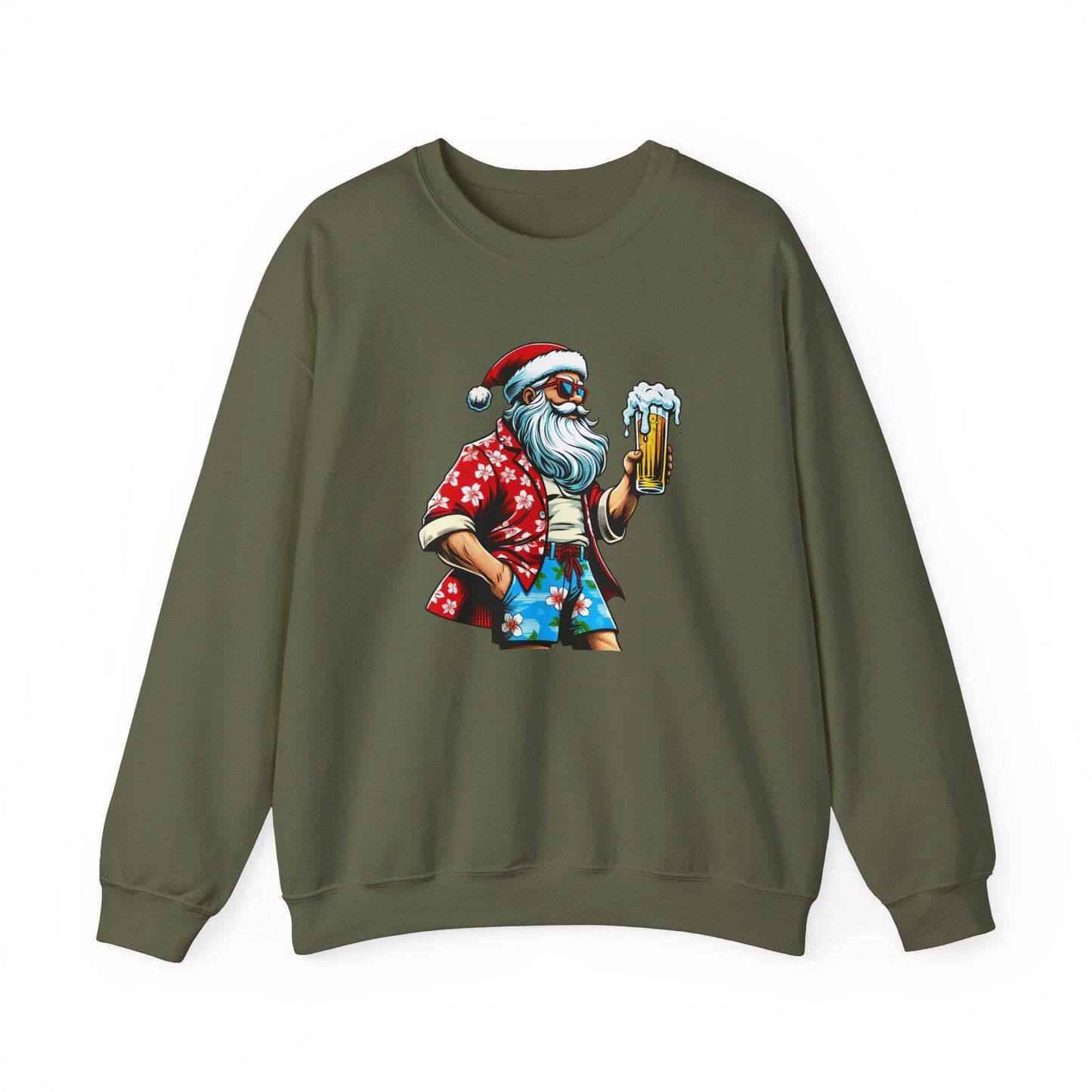 Cool Beer Drinking Santa Funny Christmas Sweatshirt - Goateez Style