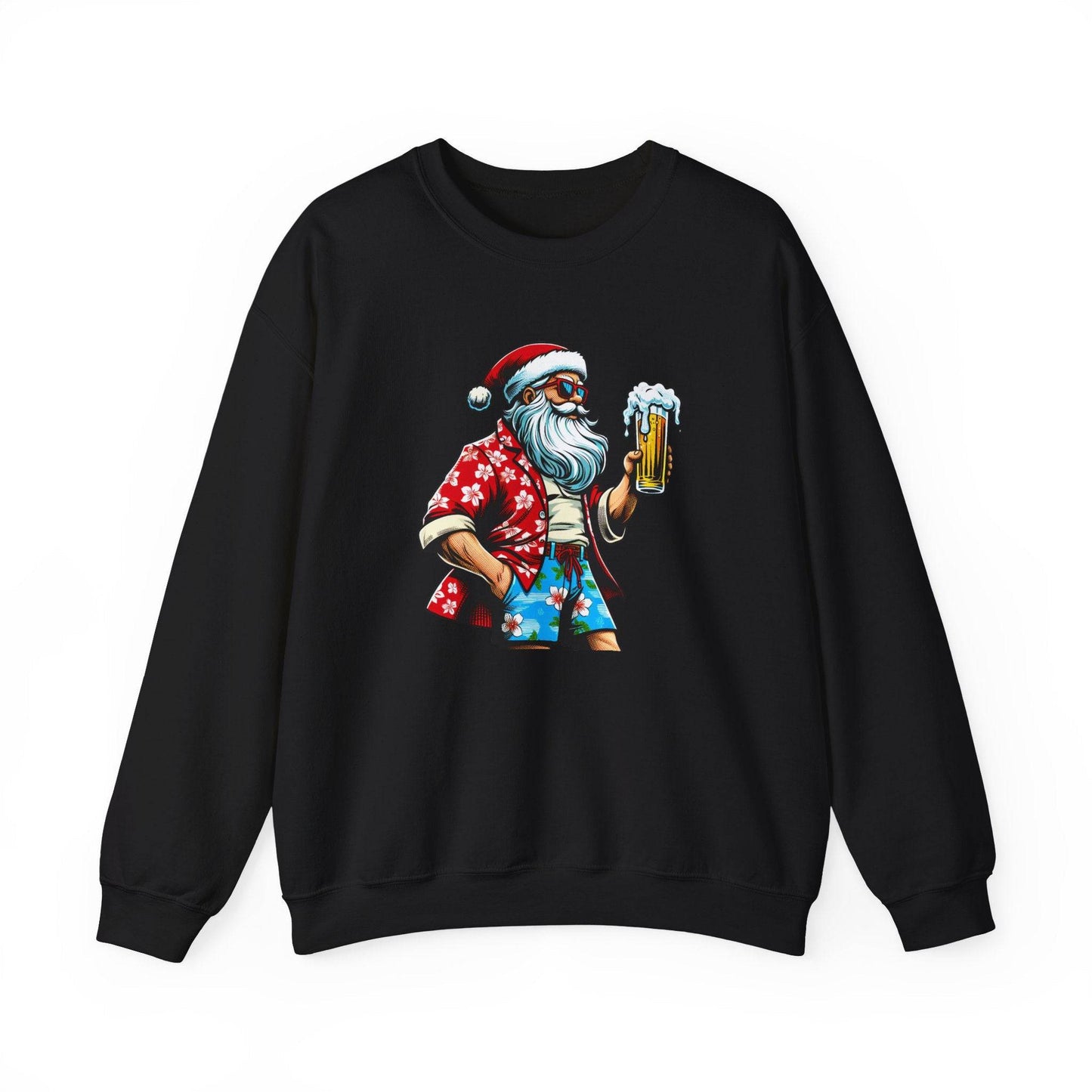Cool Beer Drinking Santa Funny Christmas Sweatshirt - Goateez Style
