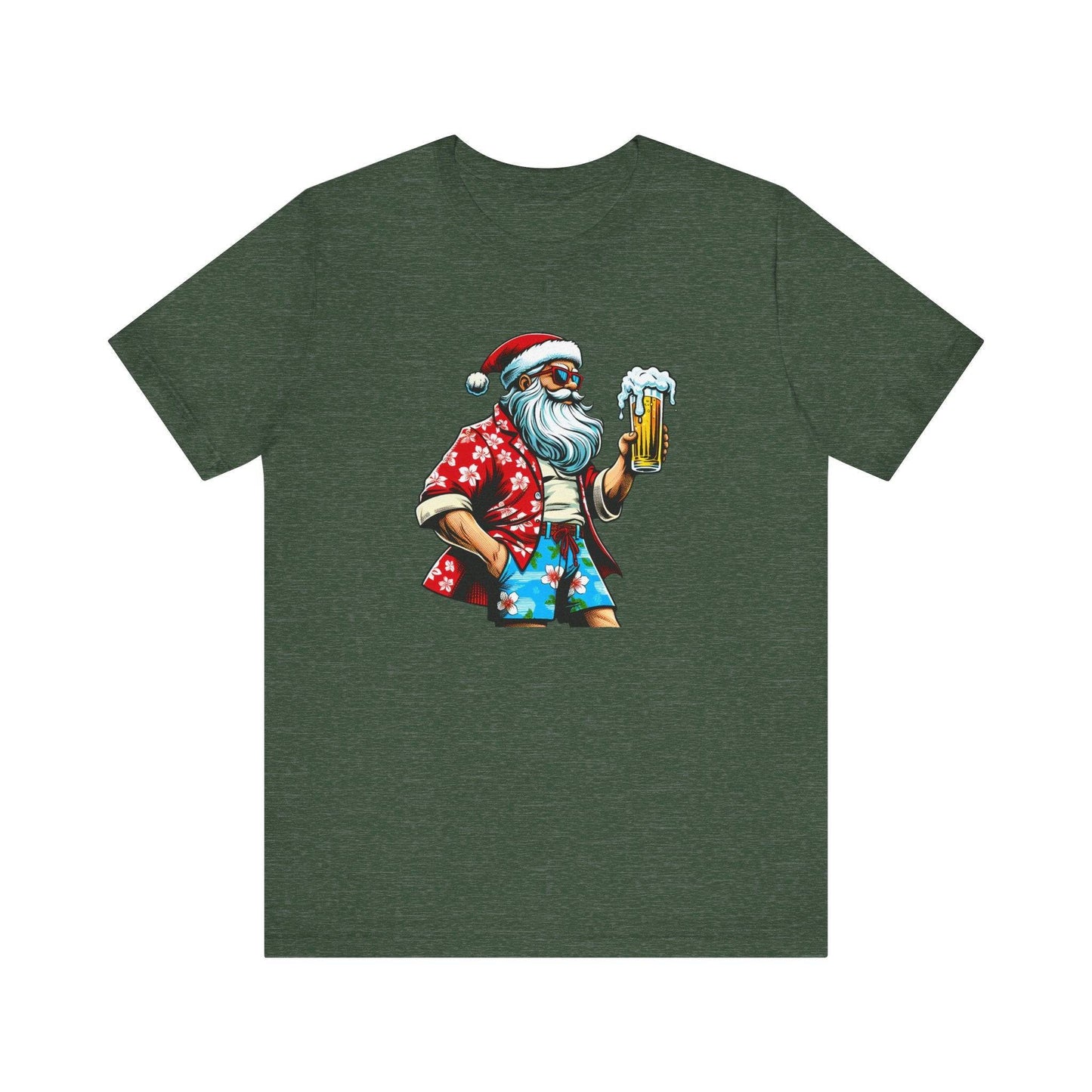 Cool Beer Drinking Santa Funny Christmas T-Shirt - Goateez Style