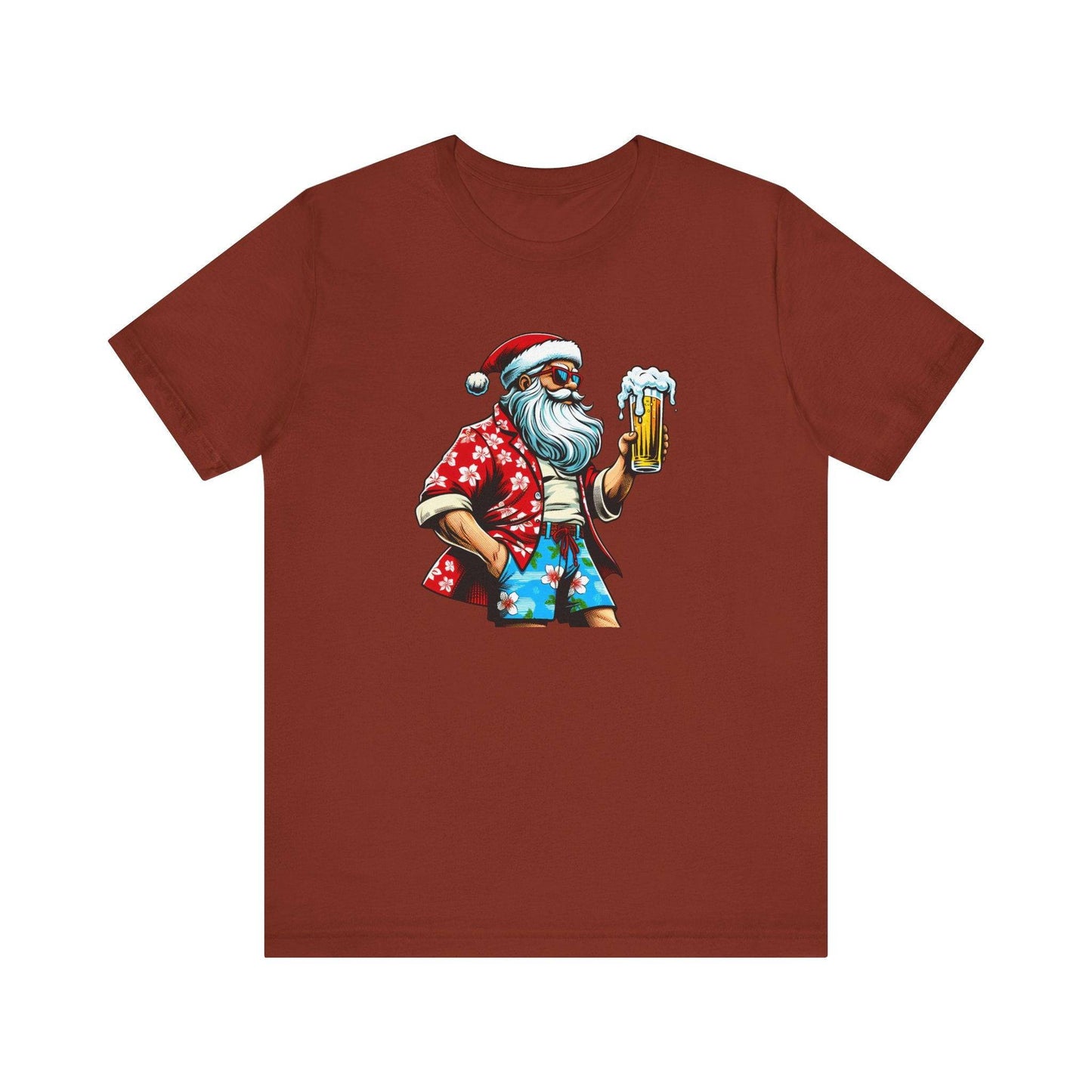 Cool Beer Drinking Santa Funny Christmas T-Shirt - Goateez Style