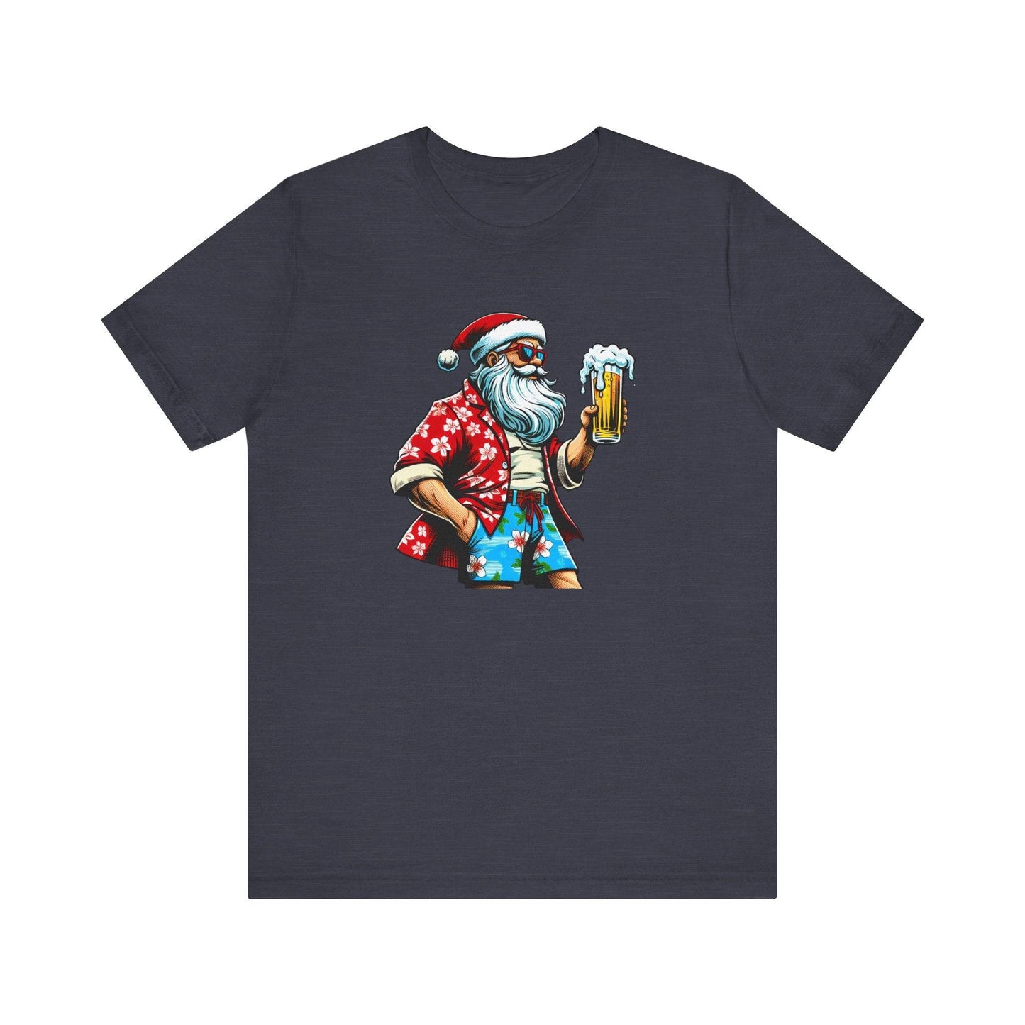 Cool Beer Drinking Santa Funny Christmas T-Shirt - Goateez Style