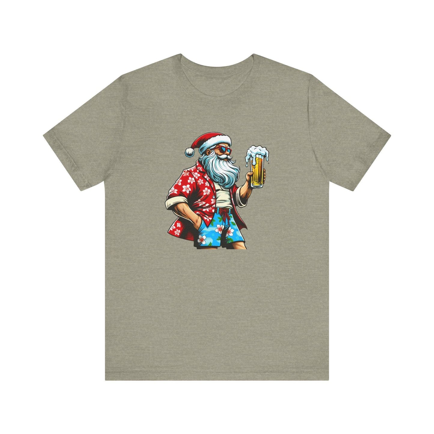 Cool Beer Drinking Santa Funny Christmas T-Shirt - Goateez Style