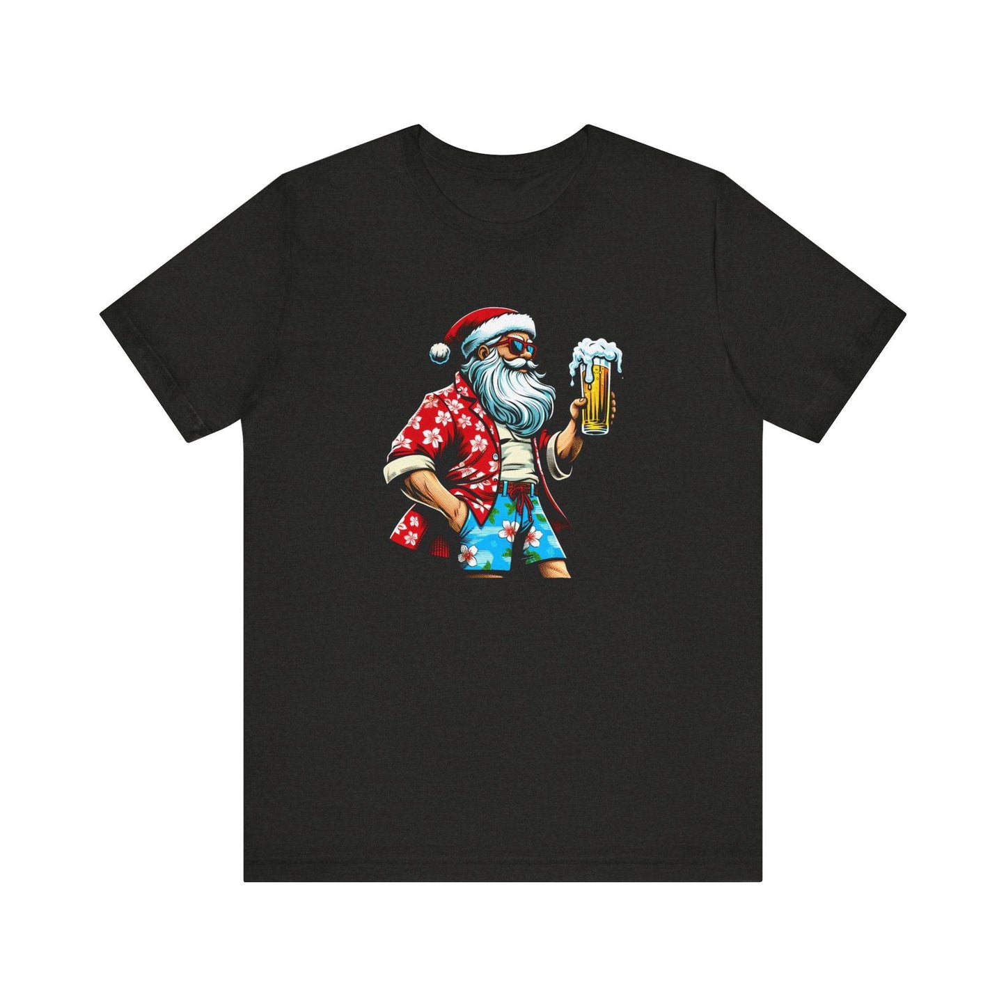 Cool Beer Drinking Santa Funny Christmas T-Shirt - Goateez Style