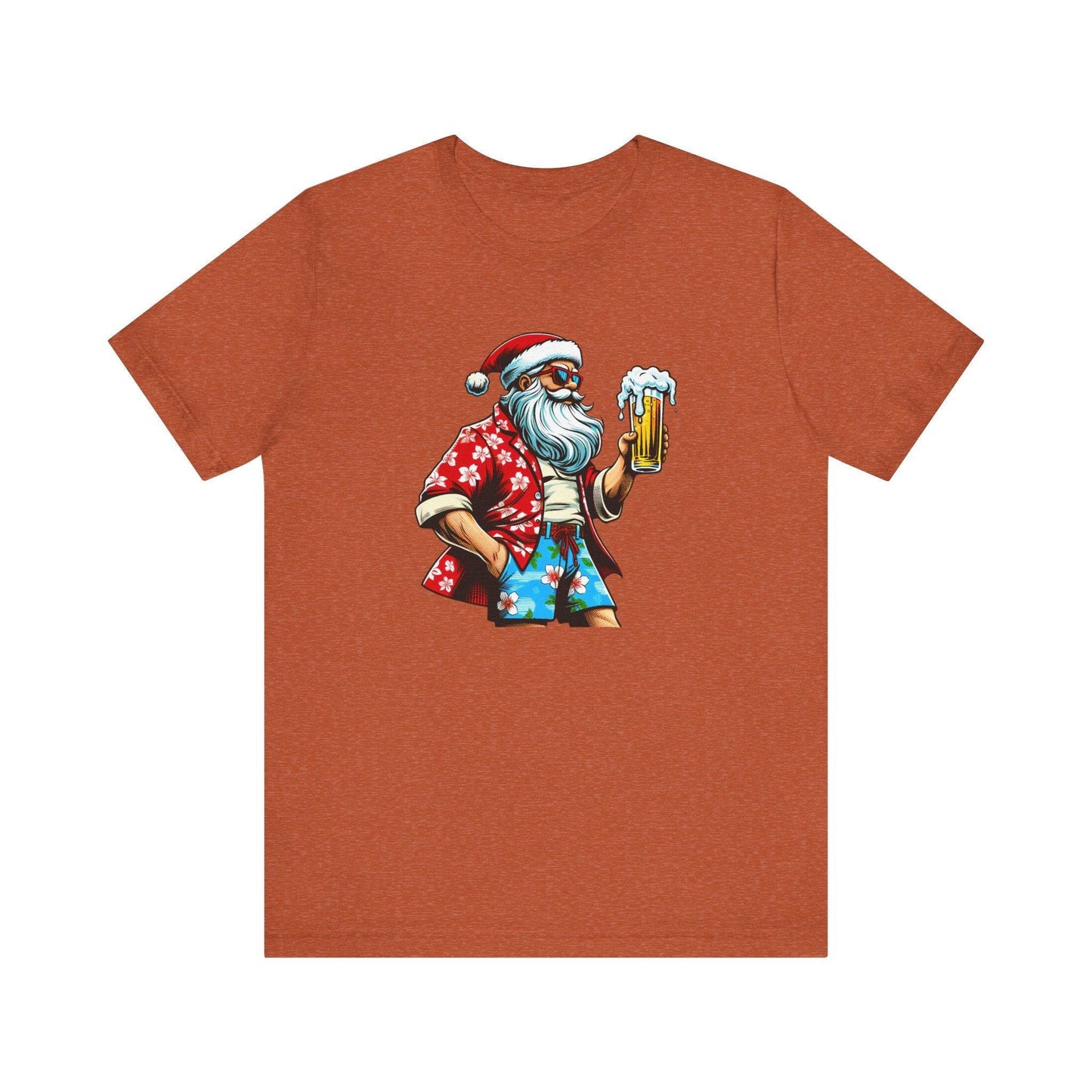 Cool Beer Drinking Santa Funny Christmas T-Shirt - Goateez Style
