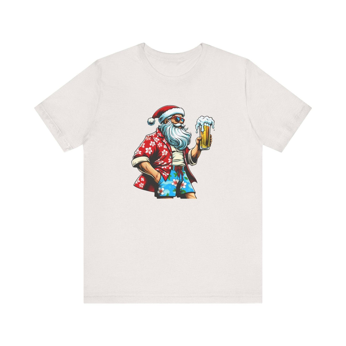 Cool Beer Drinking Santa Funny Christmas T-Shirt - Goateez Style