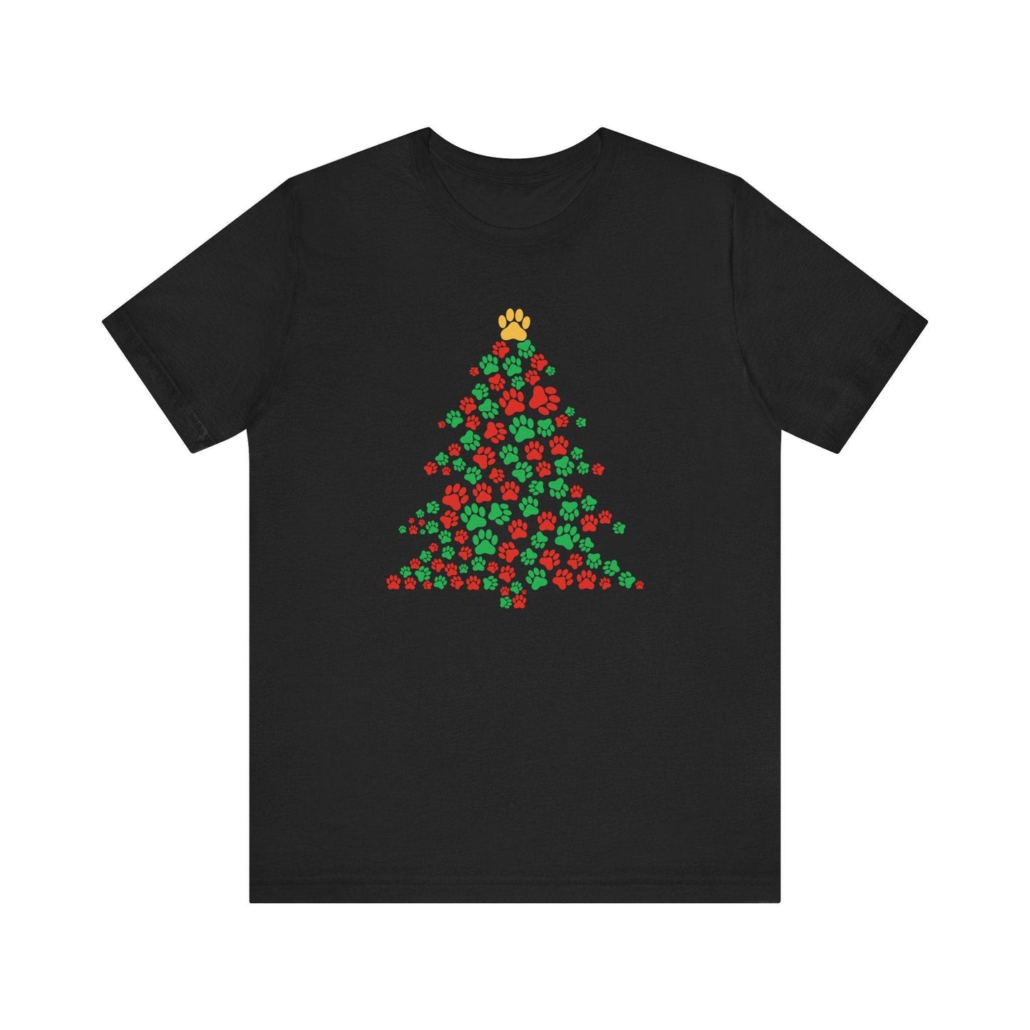 Dog Paw Christmas Tree T-Shirt - Festive Dog Lover Holiday Tee - Goateez Style