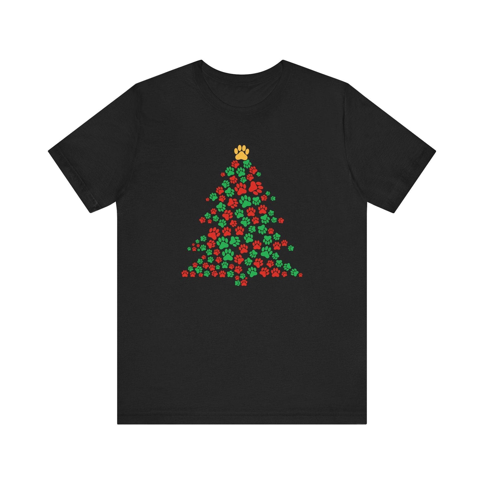 Dog Paw Christmas Tree T-Shirt - Festive Dog Lover Holiday Tee - Goateez Style