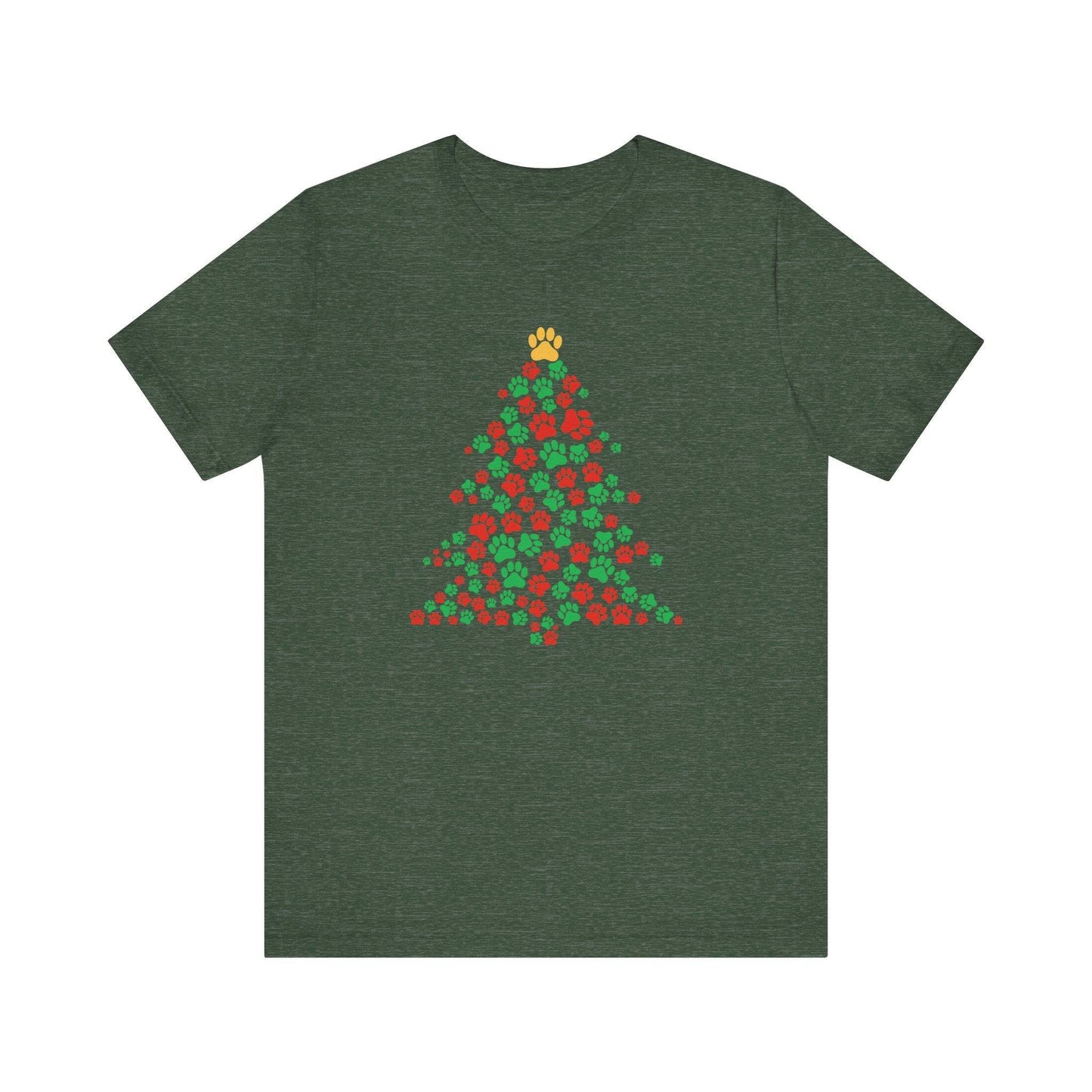 Dog Paw Christmas Tree T-Shirt - Festive Dog Lover Holiday Tee - Goateez Style