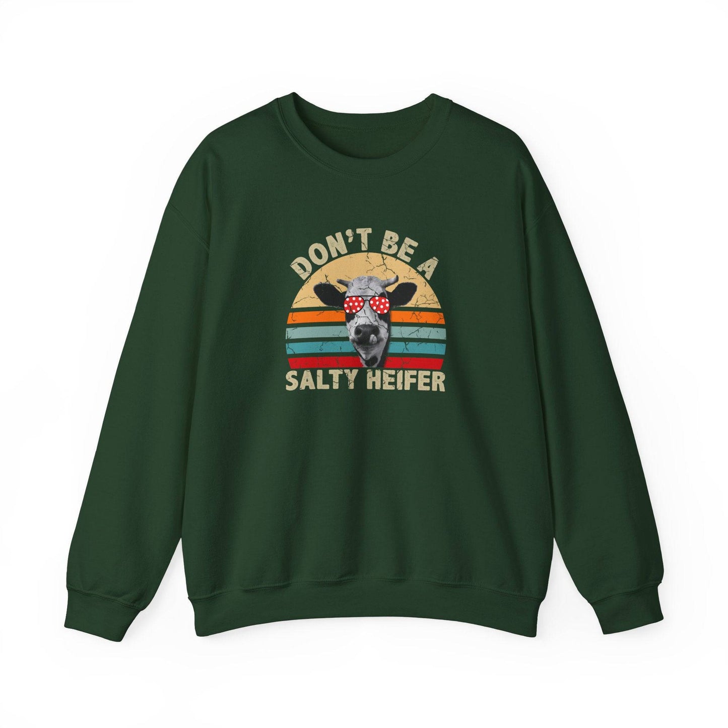 Don't Be a Salty Heifer Funny Cow Retro Sweatshirt - Goateez Style