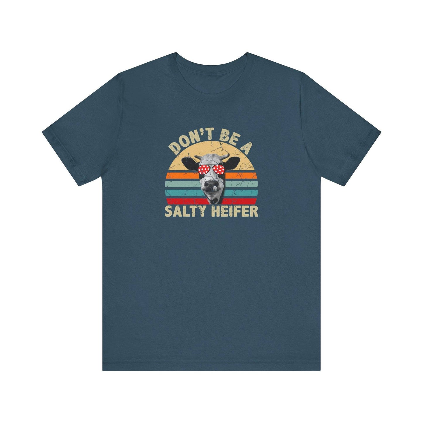 Don't Be a Salty Heifer Funny Cow T-Shirt Retro Design - Goateez Style