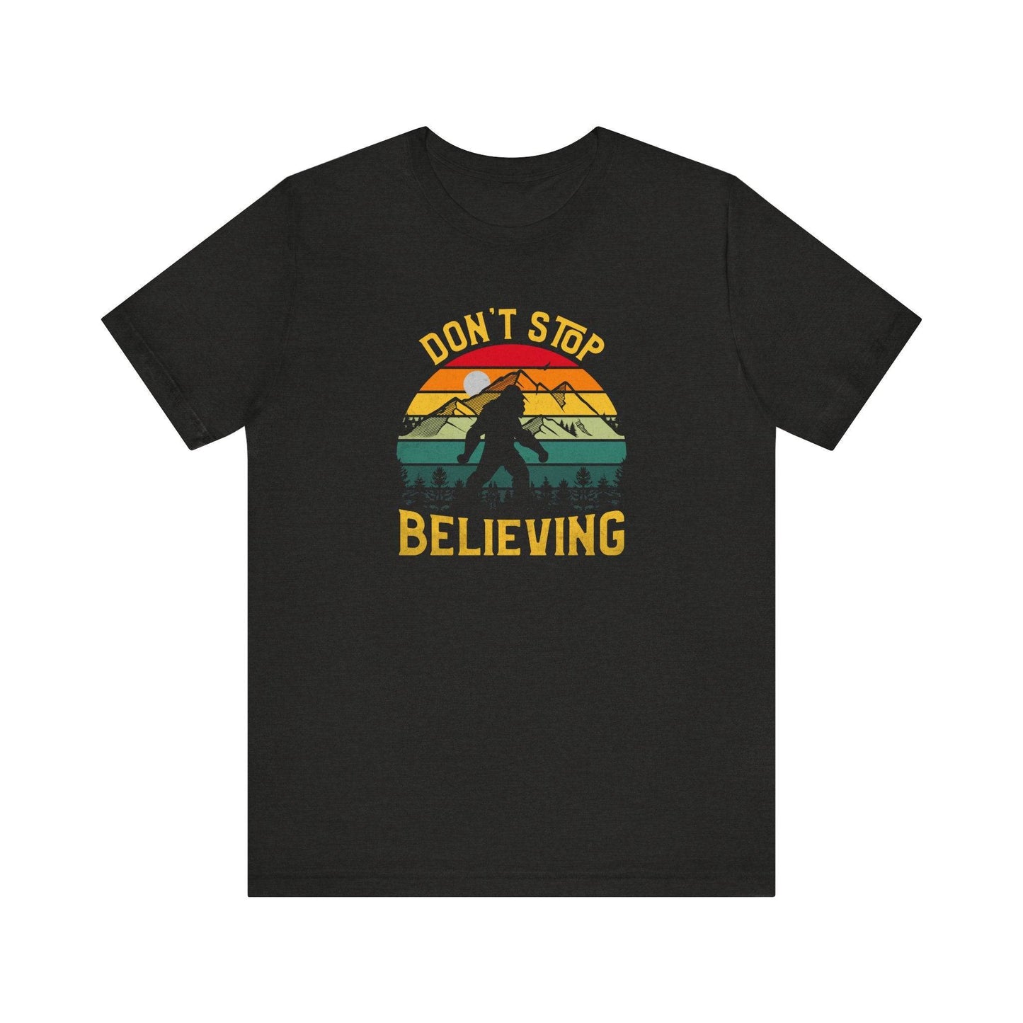 Don't Stop Believing Bigfoot T-Shirt - Retro Sasquatch Design - Goateez Style