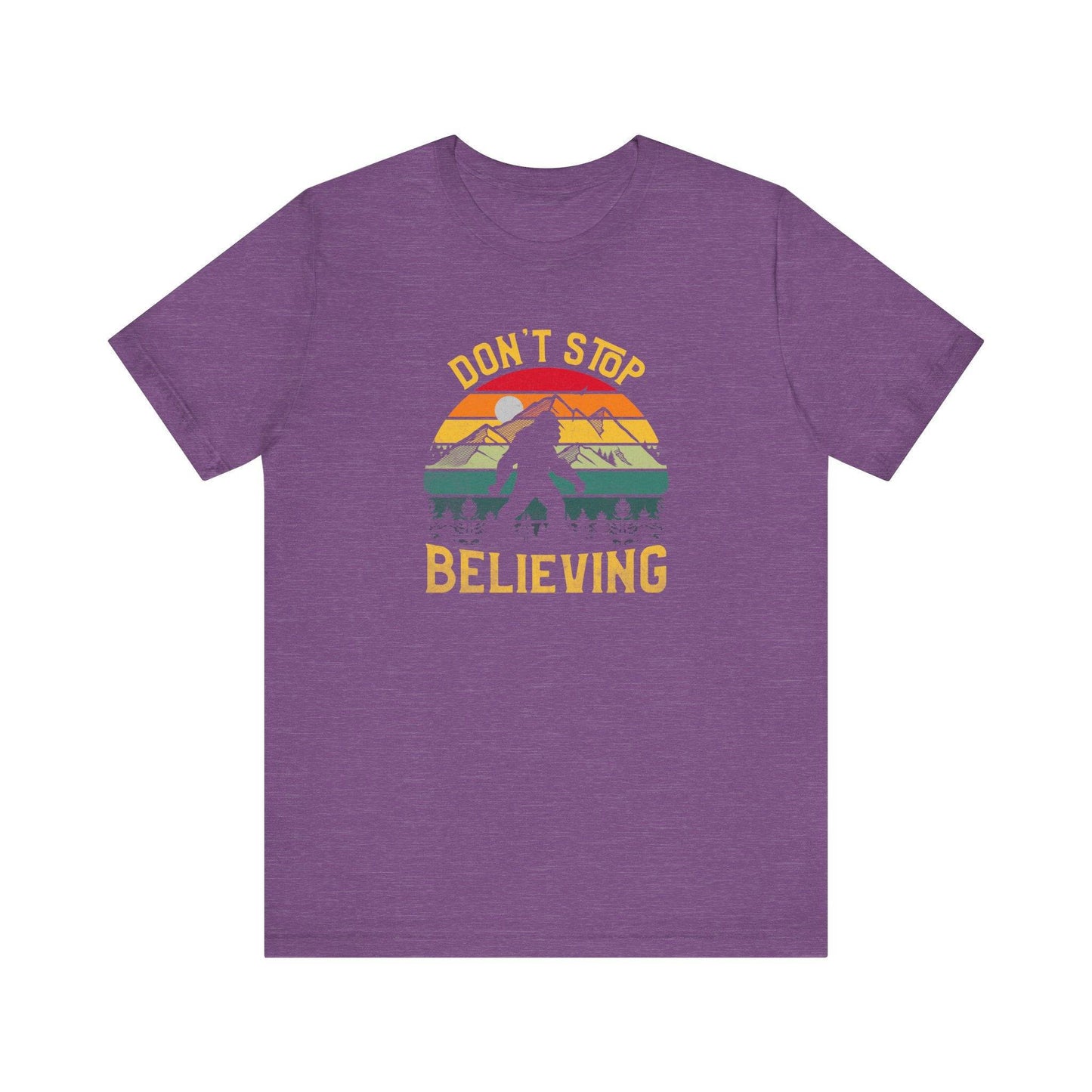 Don't Stop Believing Bigfoot T-Shirt - Retro Sasquatch Design - Goateez Style