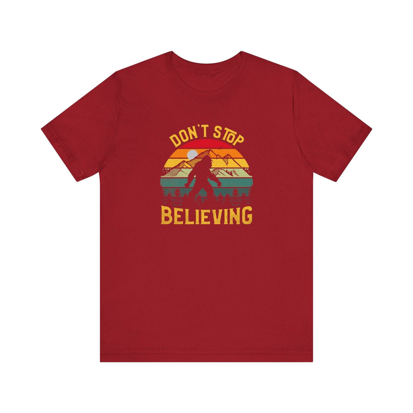 Don't Stop Believing Bigfoot T-Shirt - Retro Sasquatch Design - Goateez Style