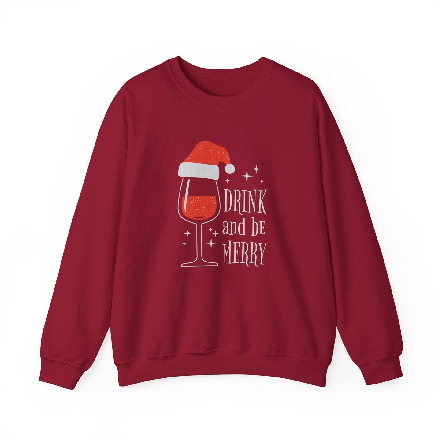 Drink and Be Merry Wine Christmas Sweatshirt Holiday Party Gift - Goateez Style