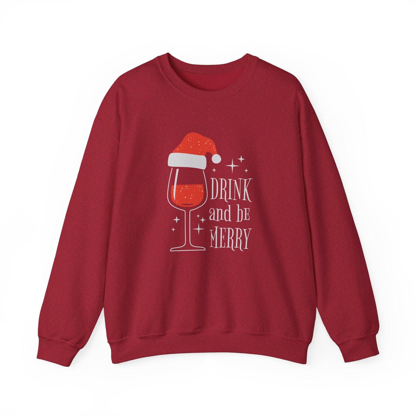 Drink and Be Merry Wine Christmas Sweatshirt Holiday Party Gift - Goateez Style