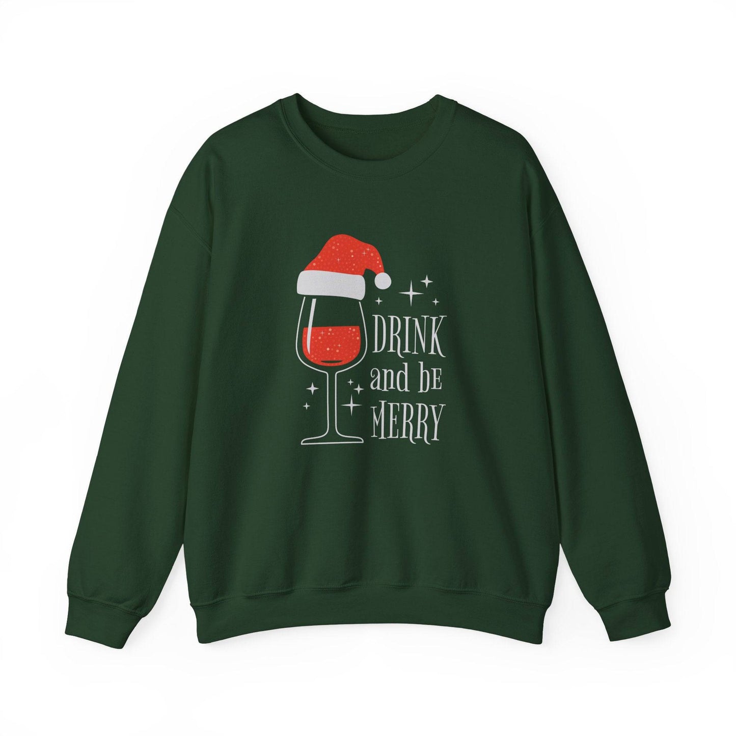Drink and Be Merry Wine Christmas Sweatshirt Holiday Party Gift - Goateez Style