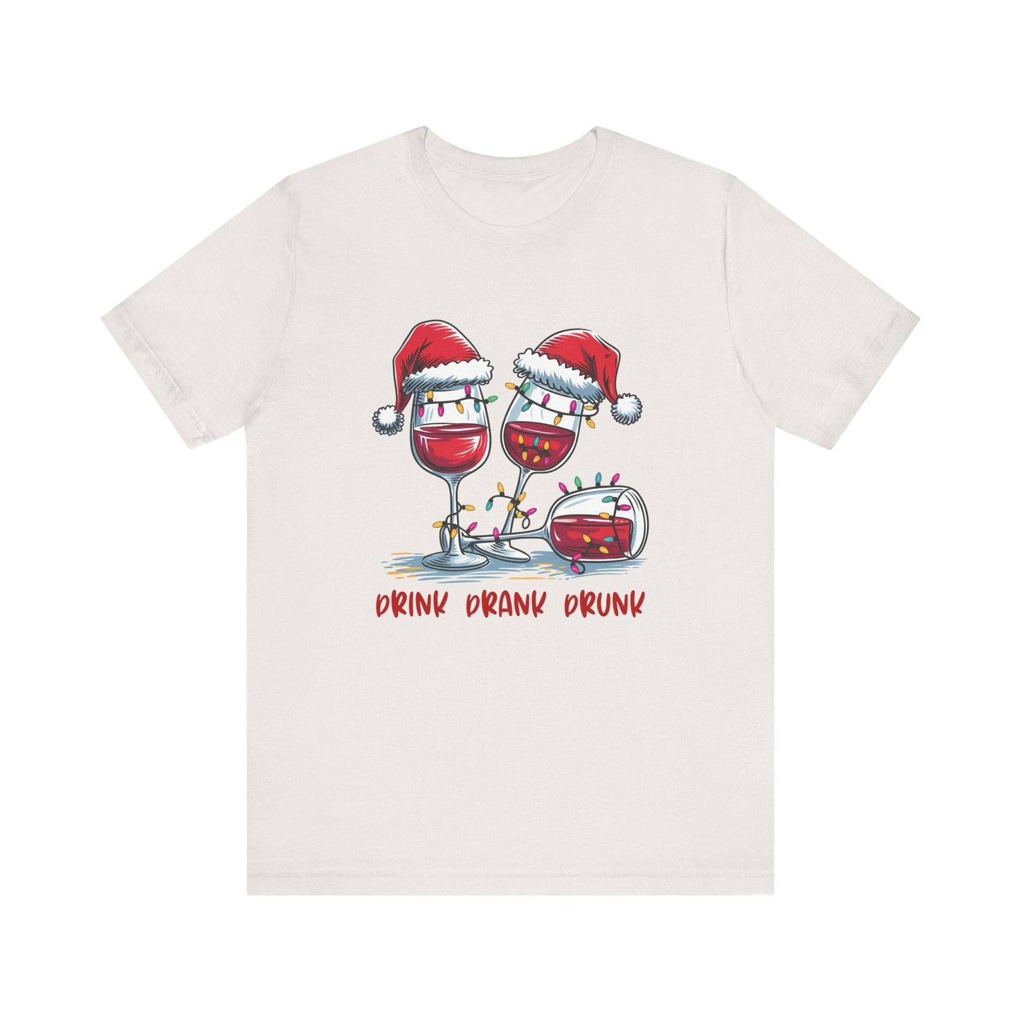 Drink Drank Drunk Christmas Wine Shirt - Funny Holiday Tee - Goateez Style