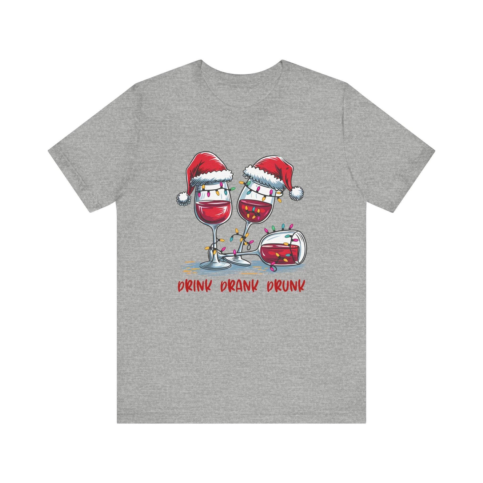 Drink Drank Drunk Christmas Wine Shirt - Funny Holiday Tee - Goateez Style