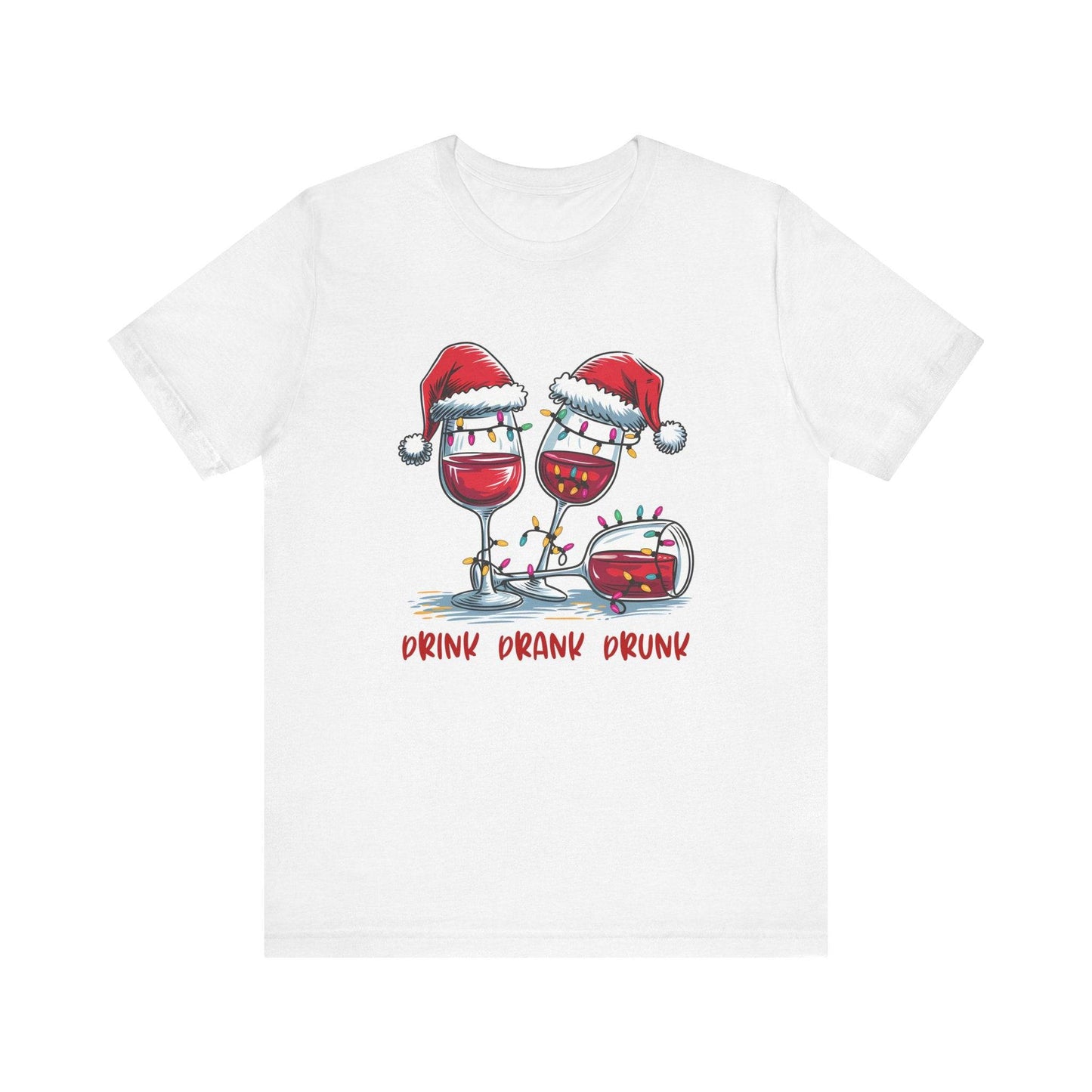 Drink Drank Drunk Christmas Wine Shirt - Funny Holiday Tee - Goateez Style