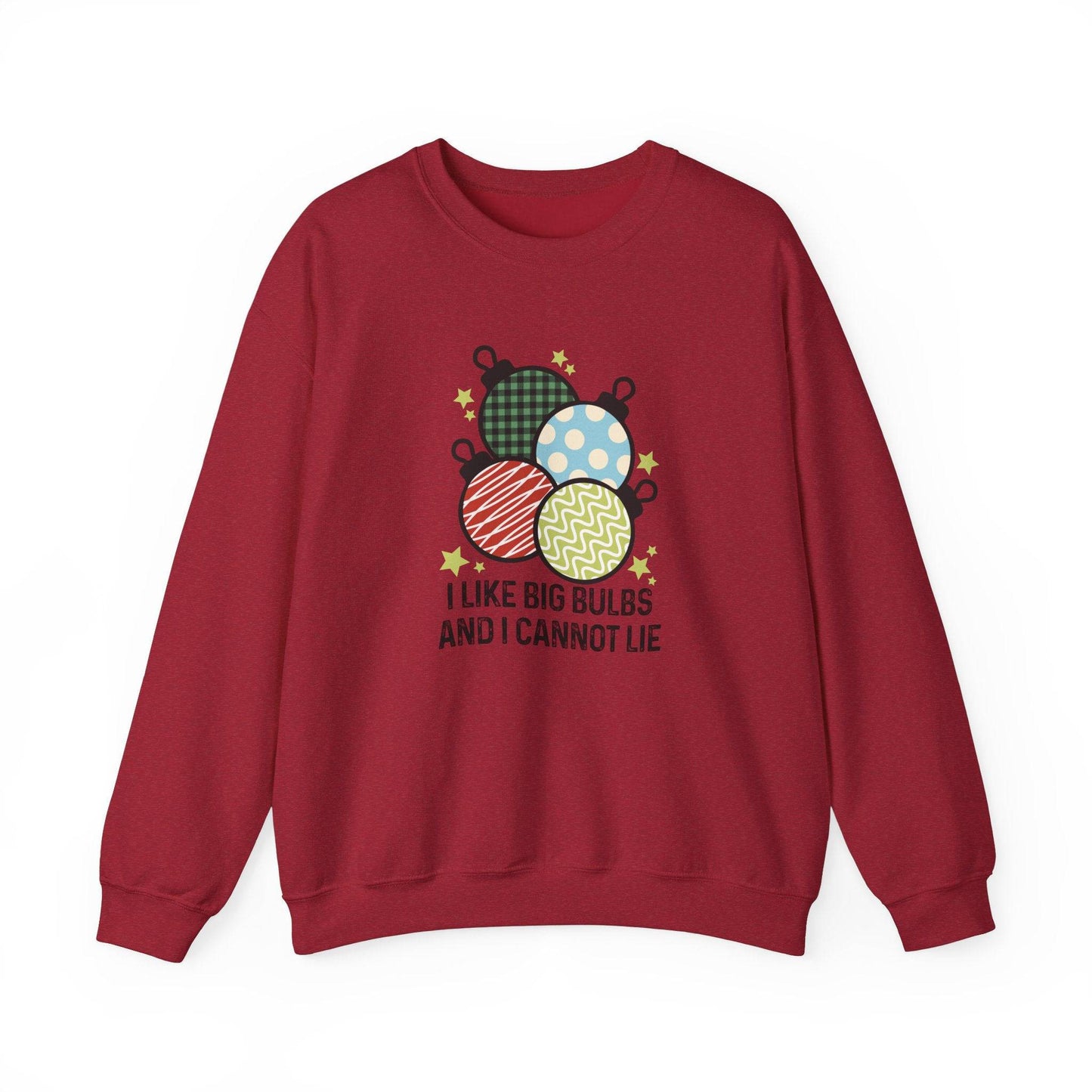 Fun Holiday Ornament Sweatshirt - I Like Big Bulbs Design - Goateez Style