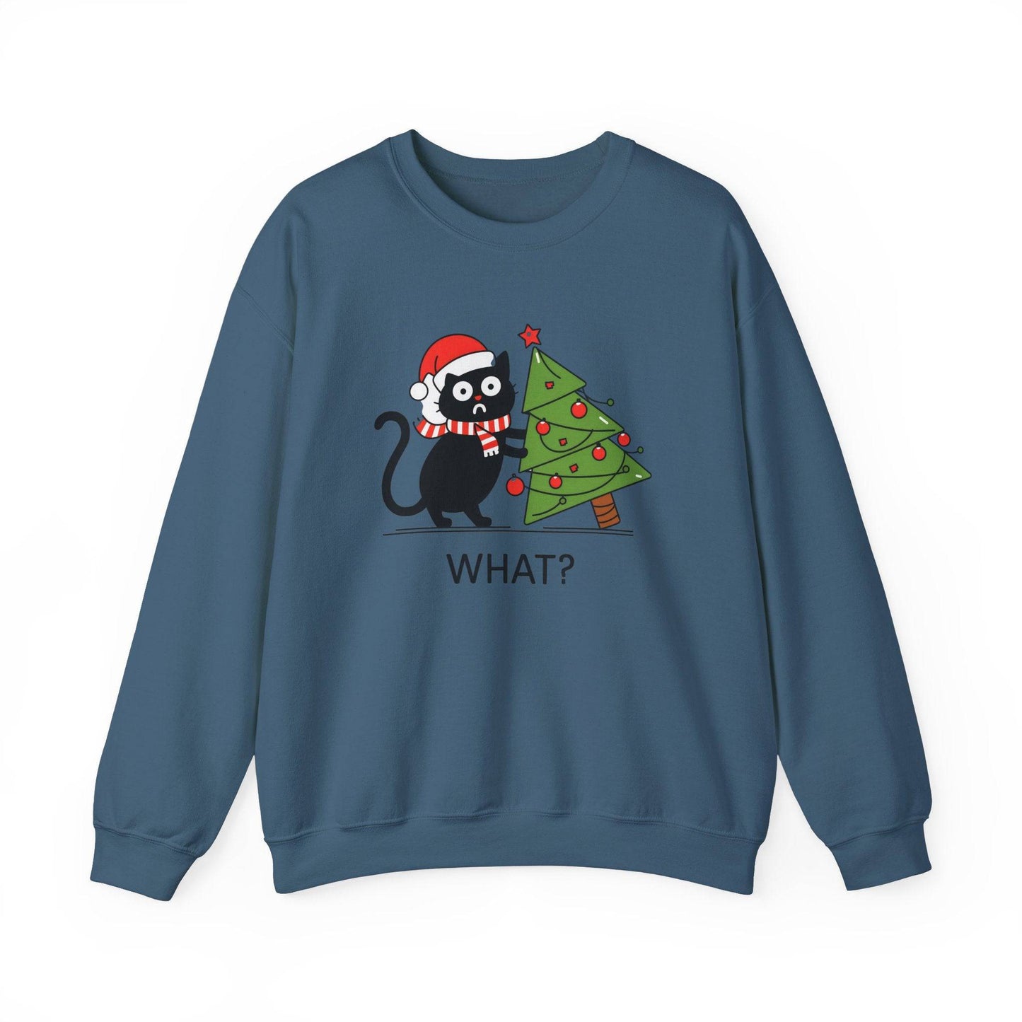 Funny Black Cat Christmas Sweatshirt - Holiday Humor for Cat Lovers - Goateez Style