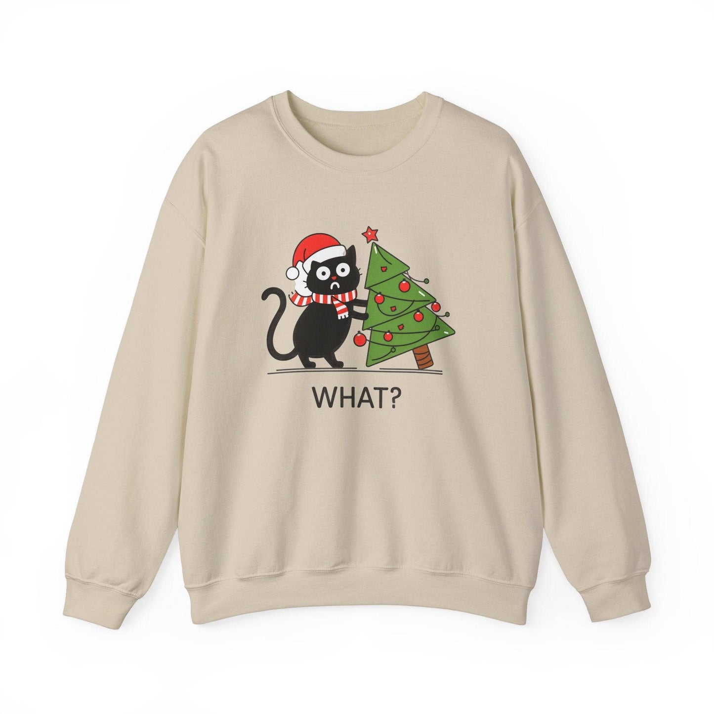 Funny Black Cat Christmas Sweatshirt - Holiday Humor for Cat Lovers - Goateez Style