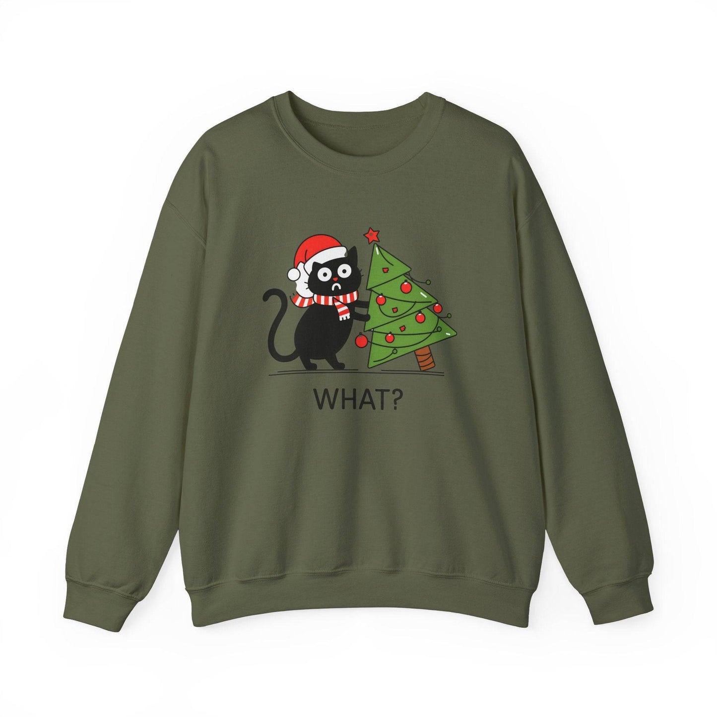 Funny Black Cat Christmas Sweatshirt - Holiday Humor for Cat Lovers - Goateez Style