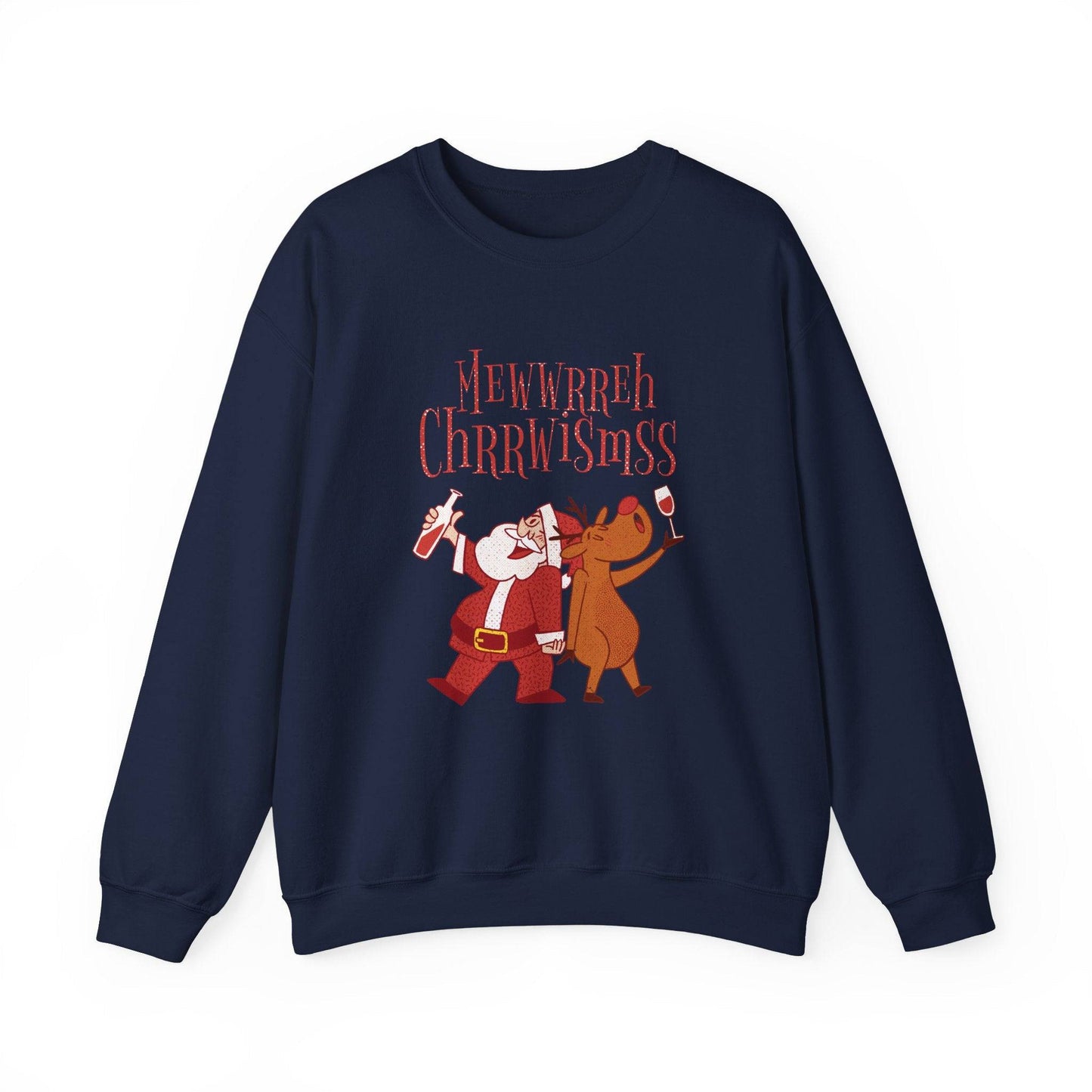 Funny Drunk Santa and Reindeer Christmas Sweatshirt - Goateez Style