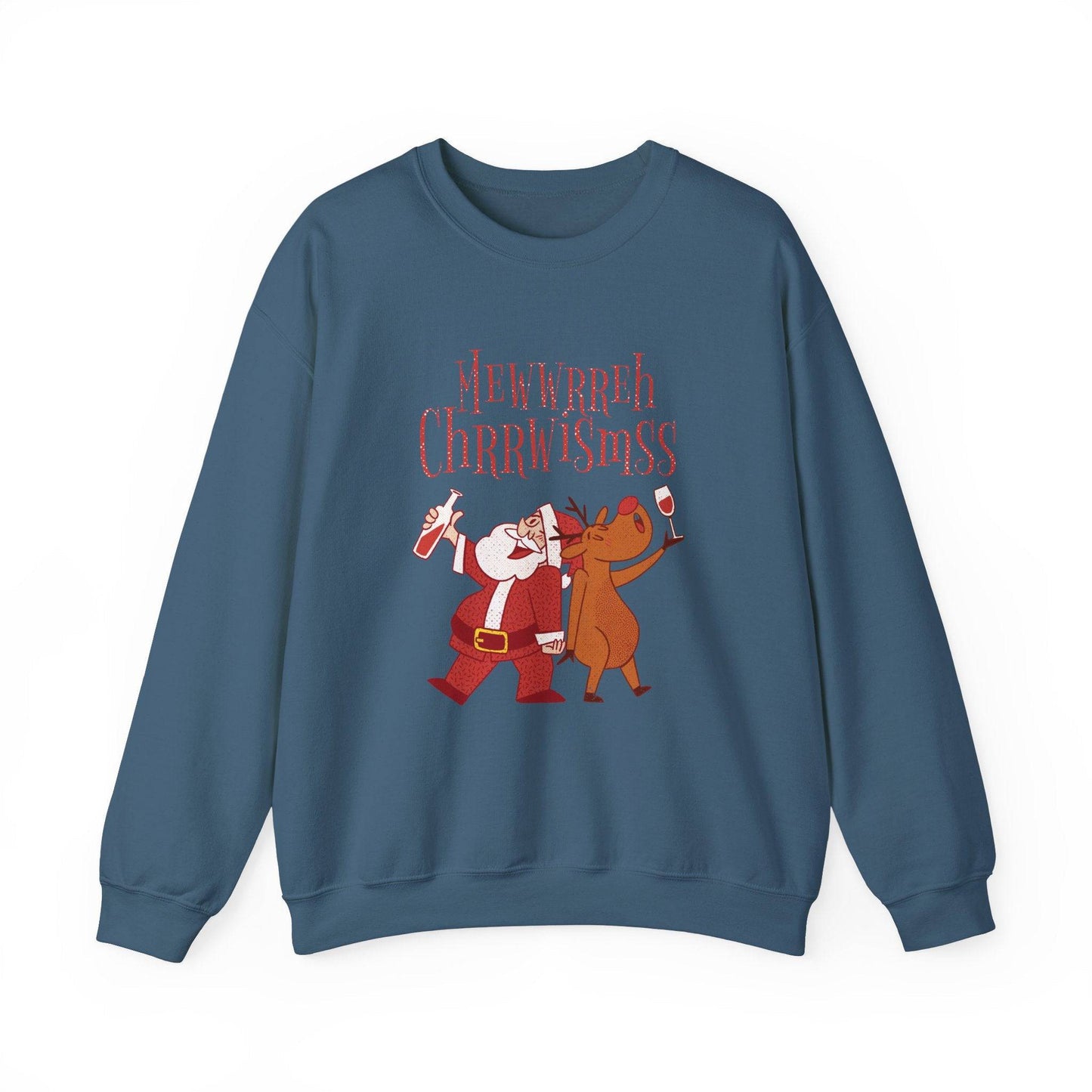 Funny Drunk Santa and Reindeer Christmas Sweatshirt - Goateez Style